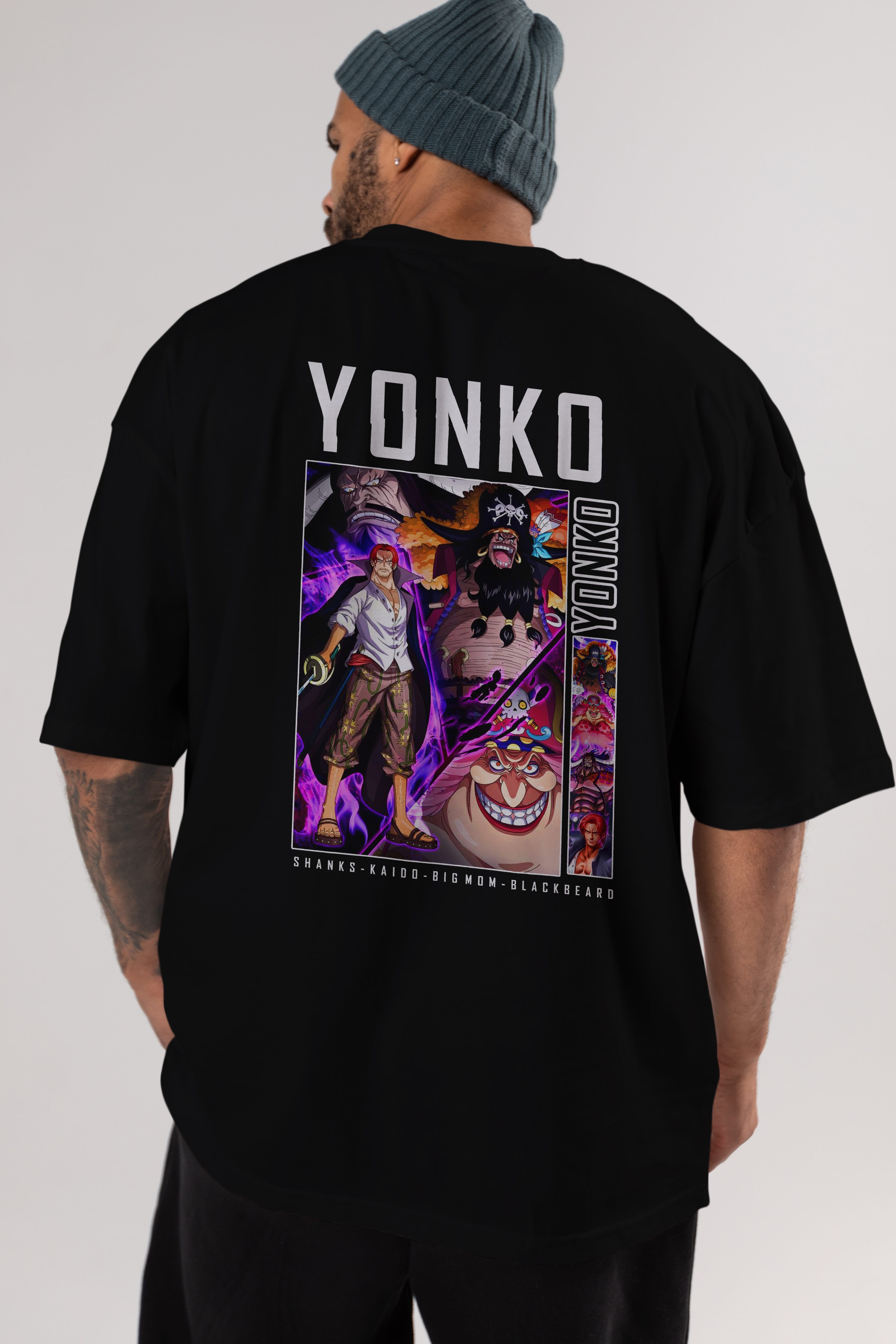 Yonko Anime Arka Baskılı Oversize t-shirt Erkek Kadın Unisex %100 pamuk tişort