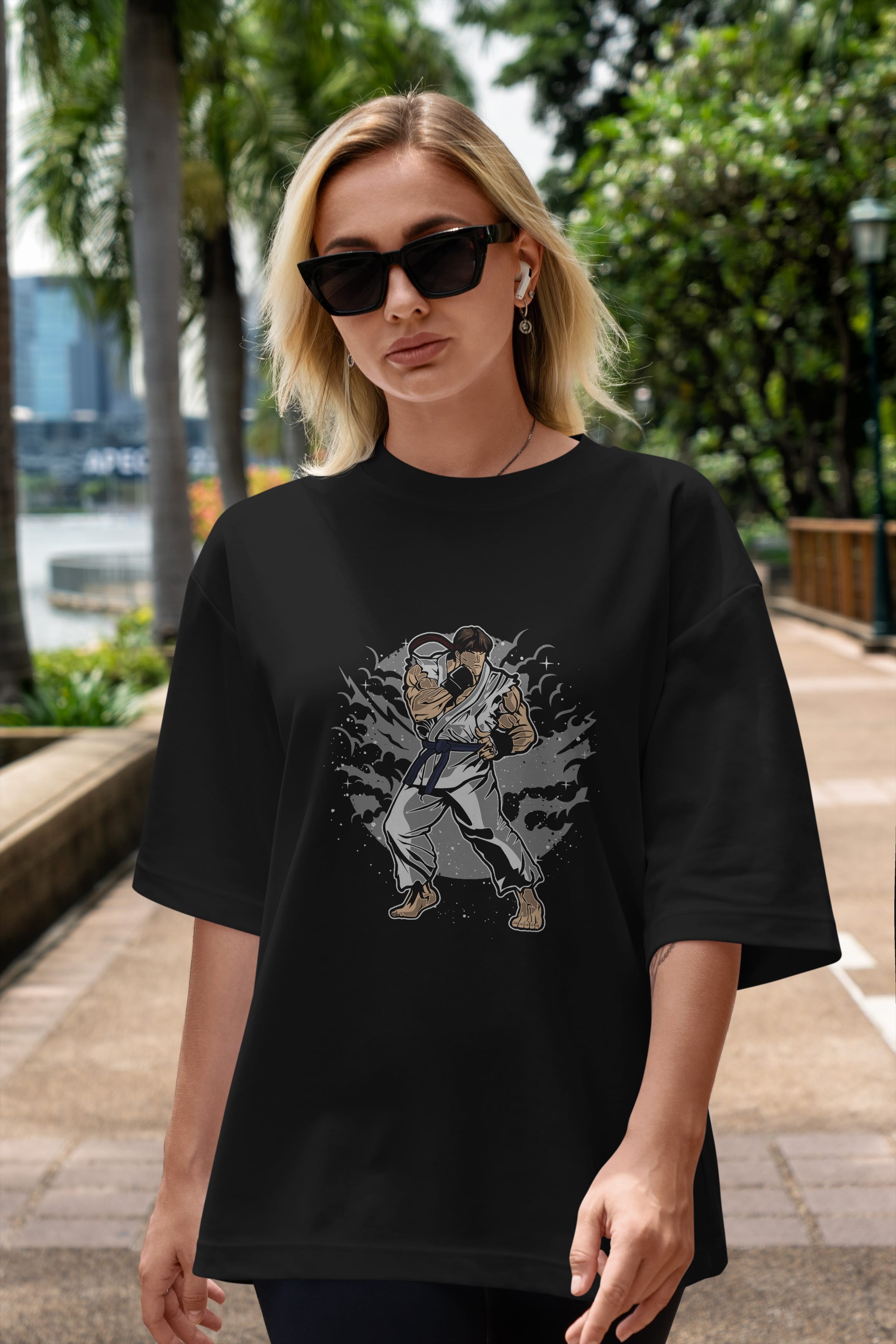 RYU Ön Baskılı Oversize t-shirt Erkek Kadın Unisex %100 Pamuk tişort