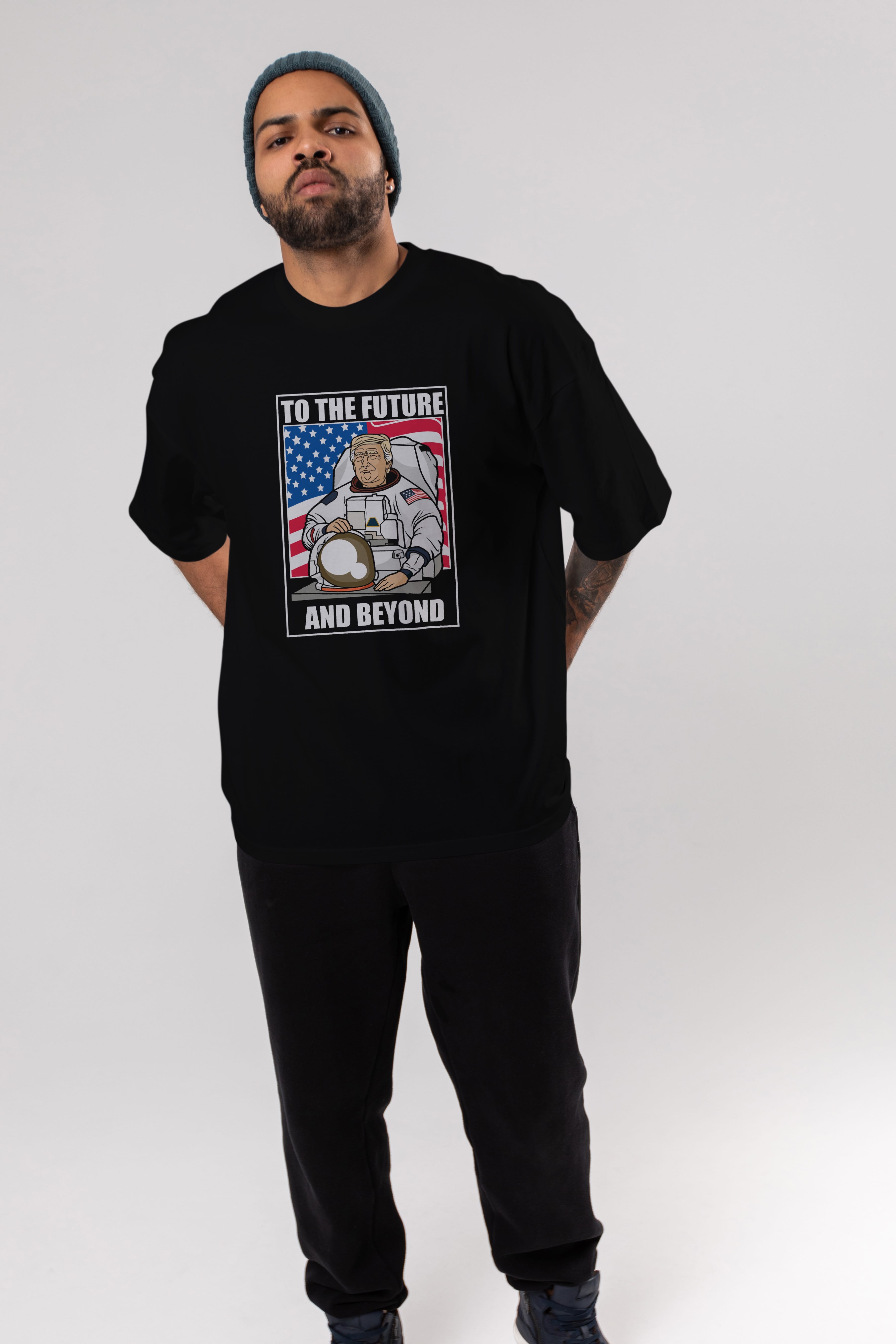 Trumpstronaut Ön Baskılı Oversize t-shirt Erkek Kadın Unisex %100 Pamuk tişort