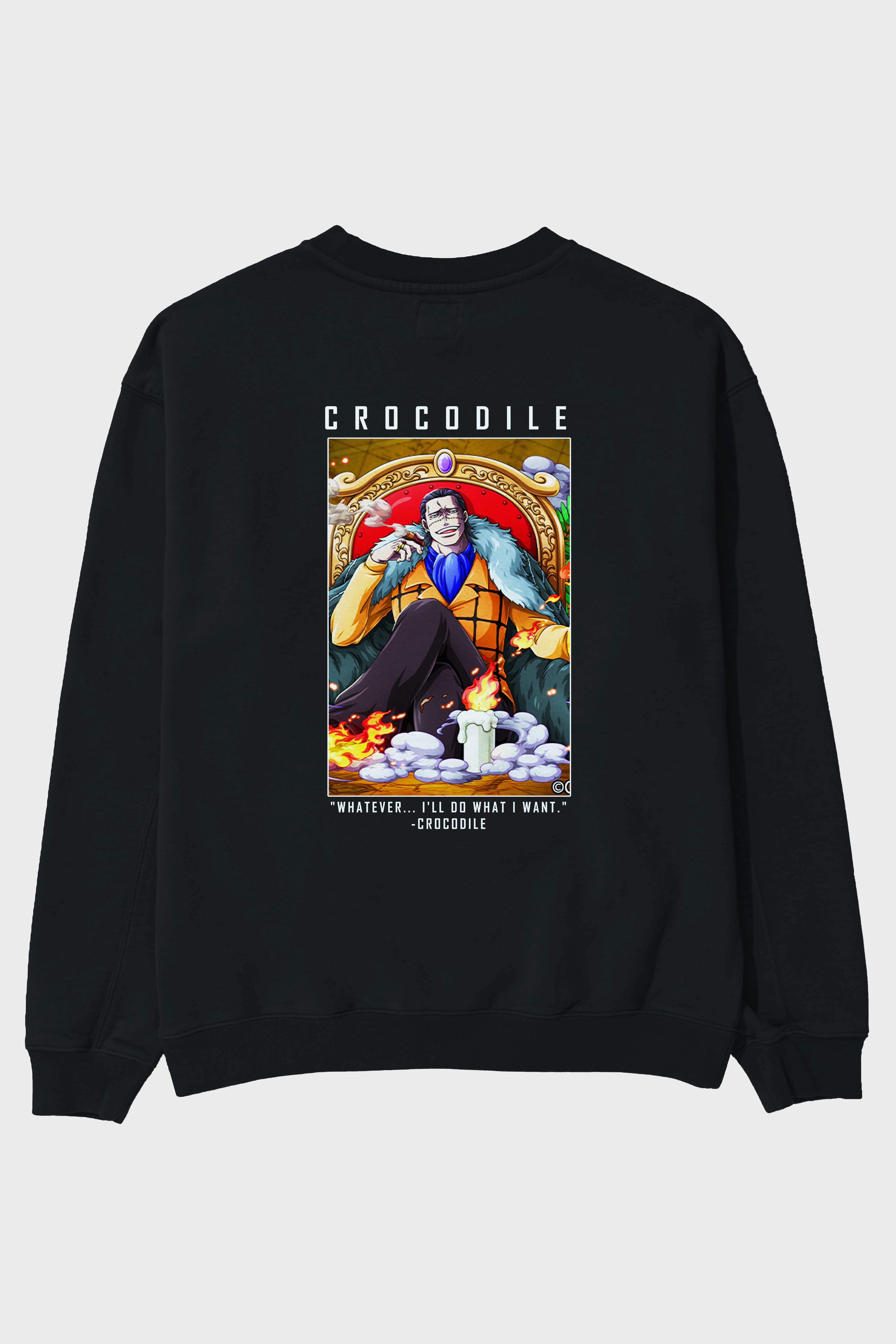Crocodile Arka Baskılı Anime Oversize Sweatshirt Erkek Kadın Unisex