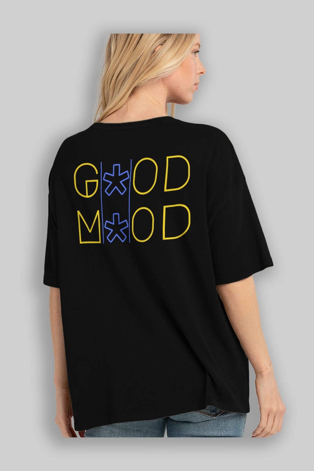 Good Mood Yazılı Arka Baskılı Oversize t-shirt Erkek Kadın Unisex