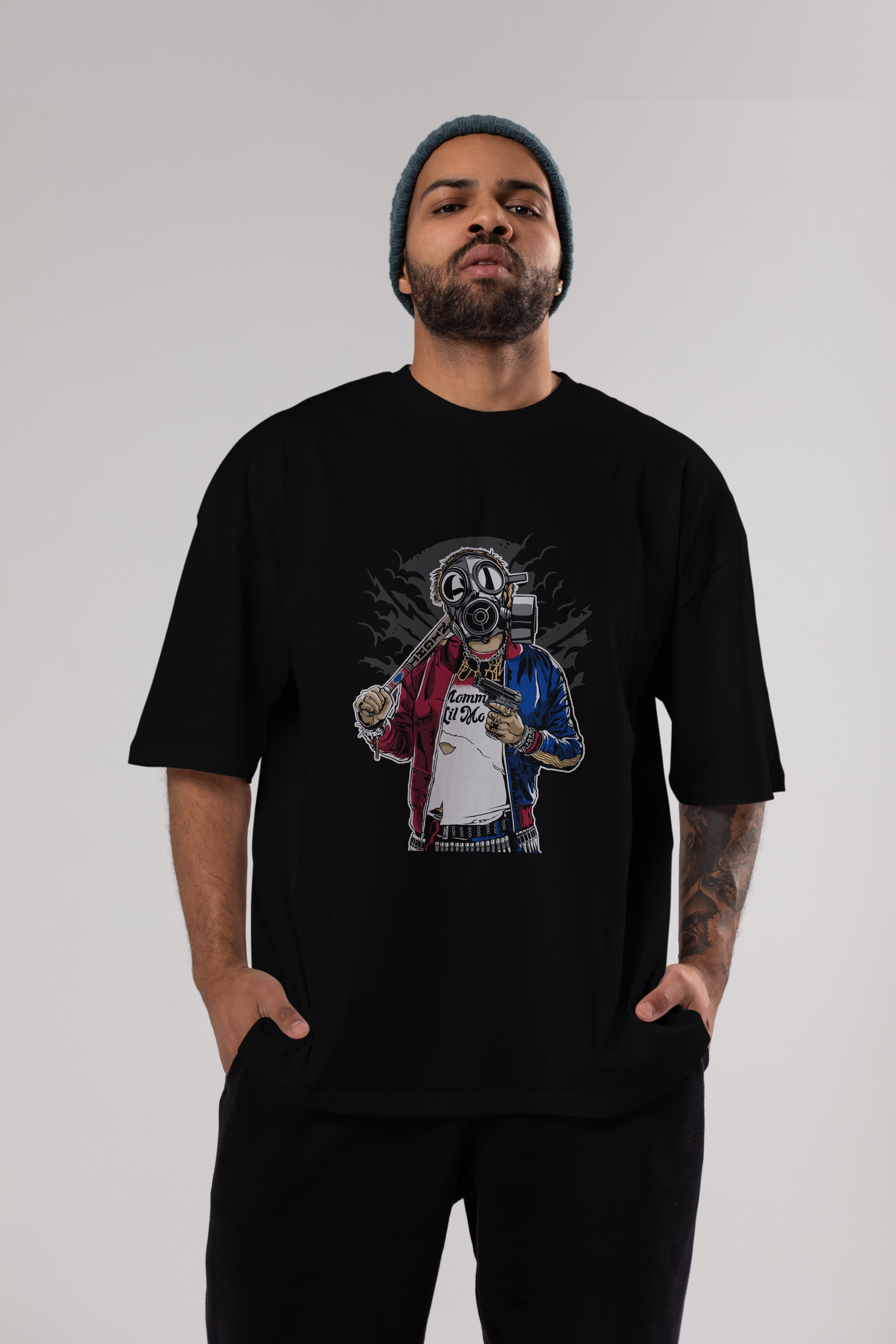 Suicide Gasmask Ön Baskılı Oversize t-shirt Erkek Kadın Unisex %100 Pamuk tişort