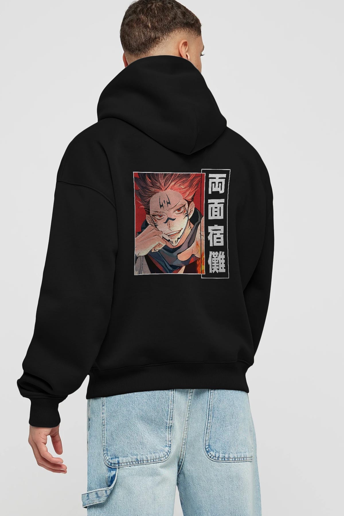 Sukuna Ryoumen 4 Anime Arka Baskılı Hoodie Oversize Kapüşonlu Sweatshirt Erkek Kadın Unisex