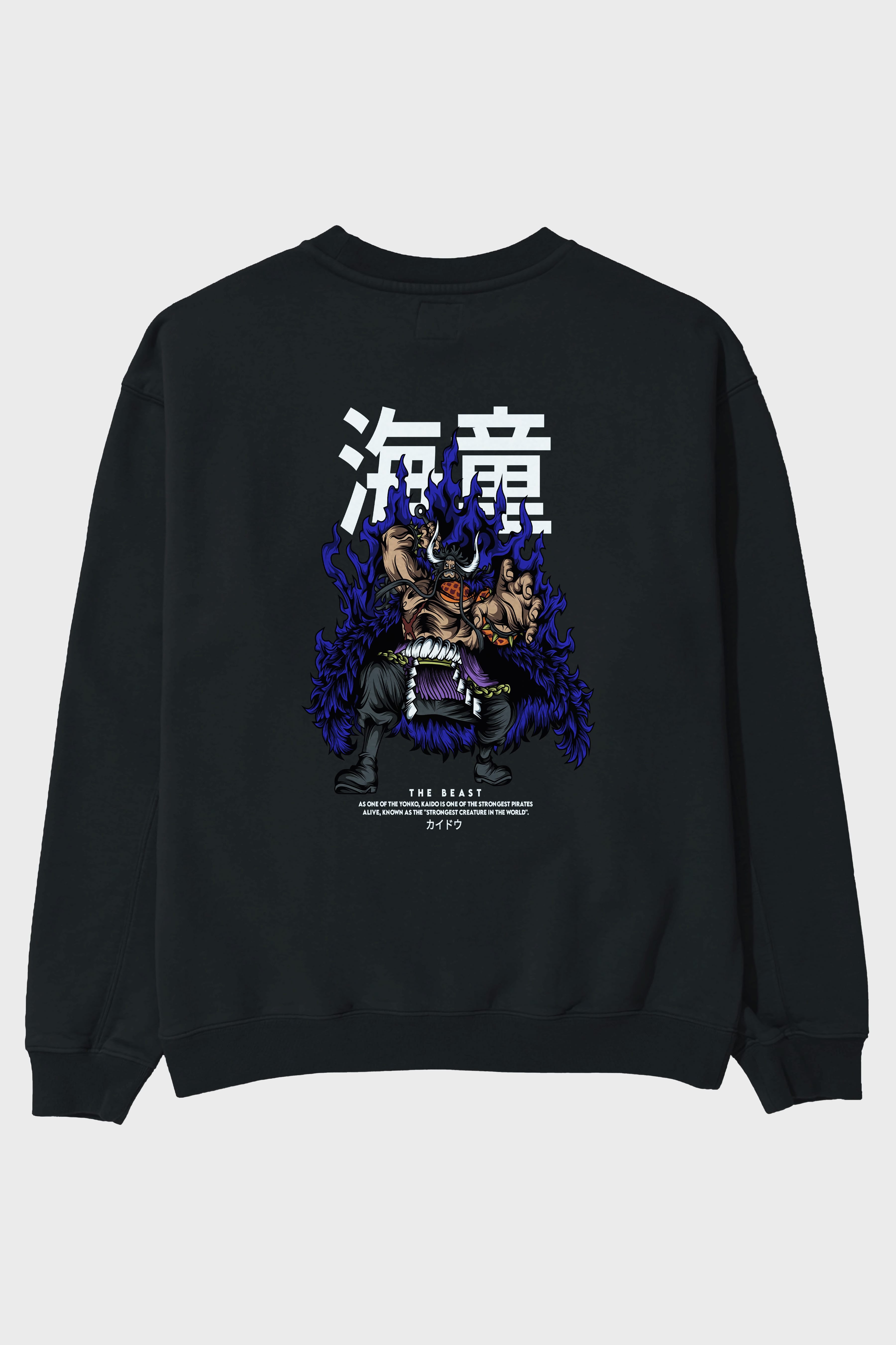 Kaido Anime Arka Baskılı Oversize Sweatshirt Erkek Kadın Unisex