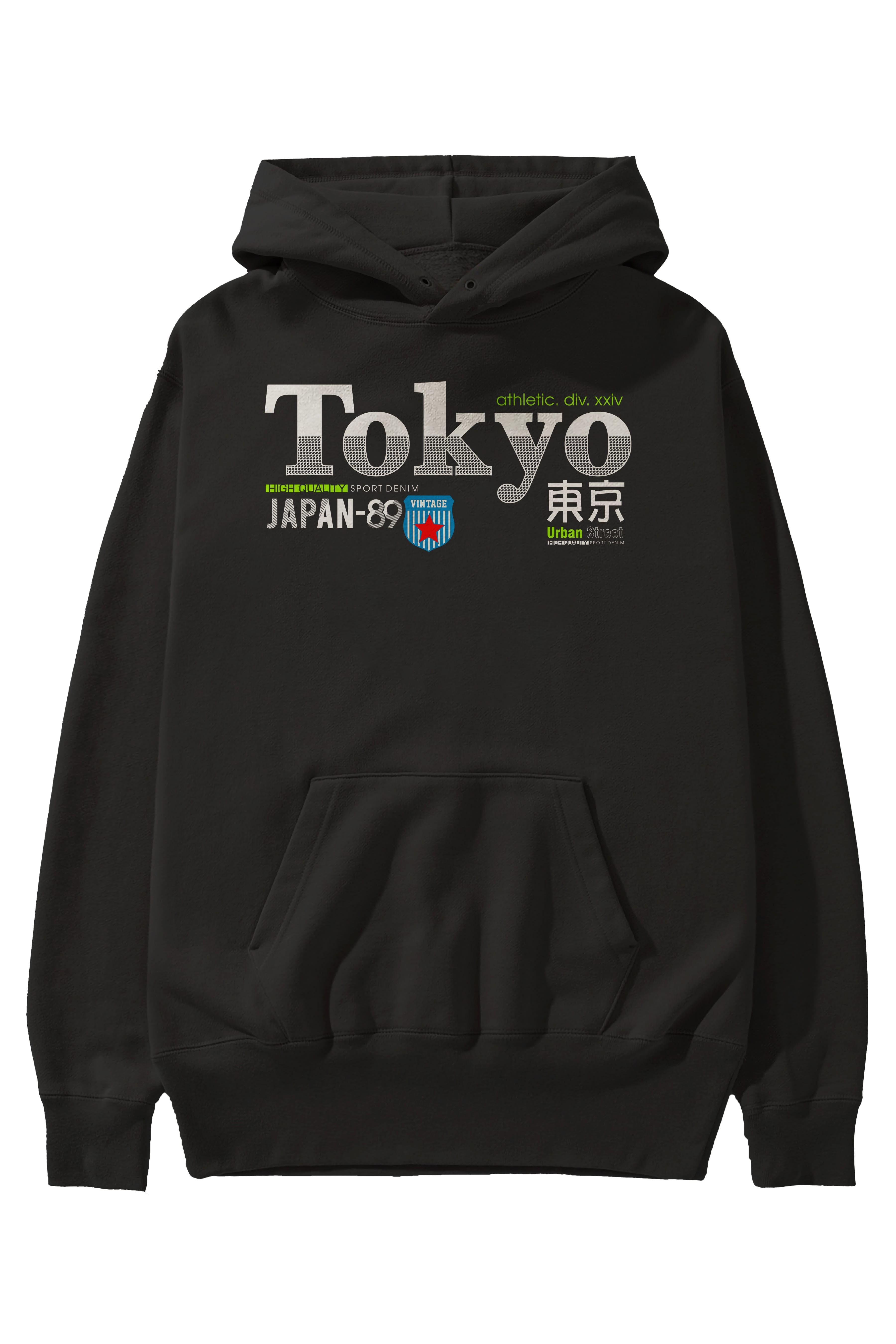 Tokyo 2 Ön Baskılı Oversize Hoodie Kapüşonlu Sweatshirt Erkek Kadın Unisex