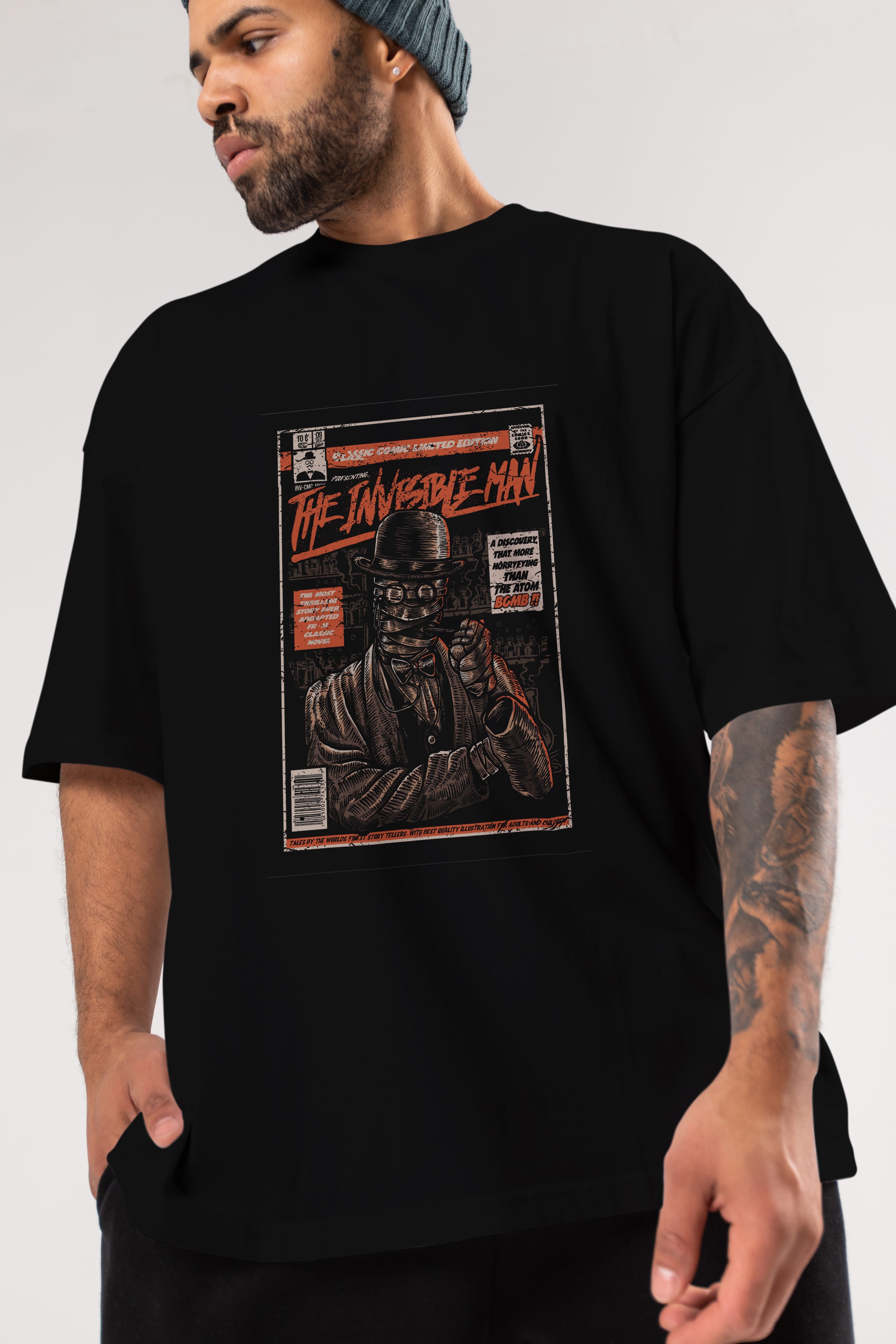 The Invisible Man Ön Baskılı Oversize t-shirt Erkek Kadın Unisex %100 Pamuk tişort