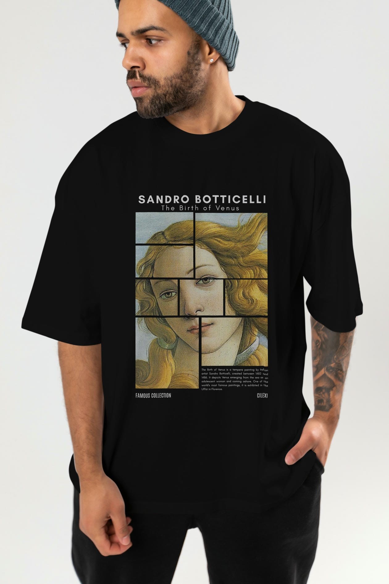 Sandro Botticelli ön Baskılı Oversize t-shirt Erkek Kadın Bisiklet Yaka Pamuk tişort