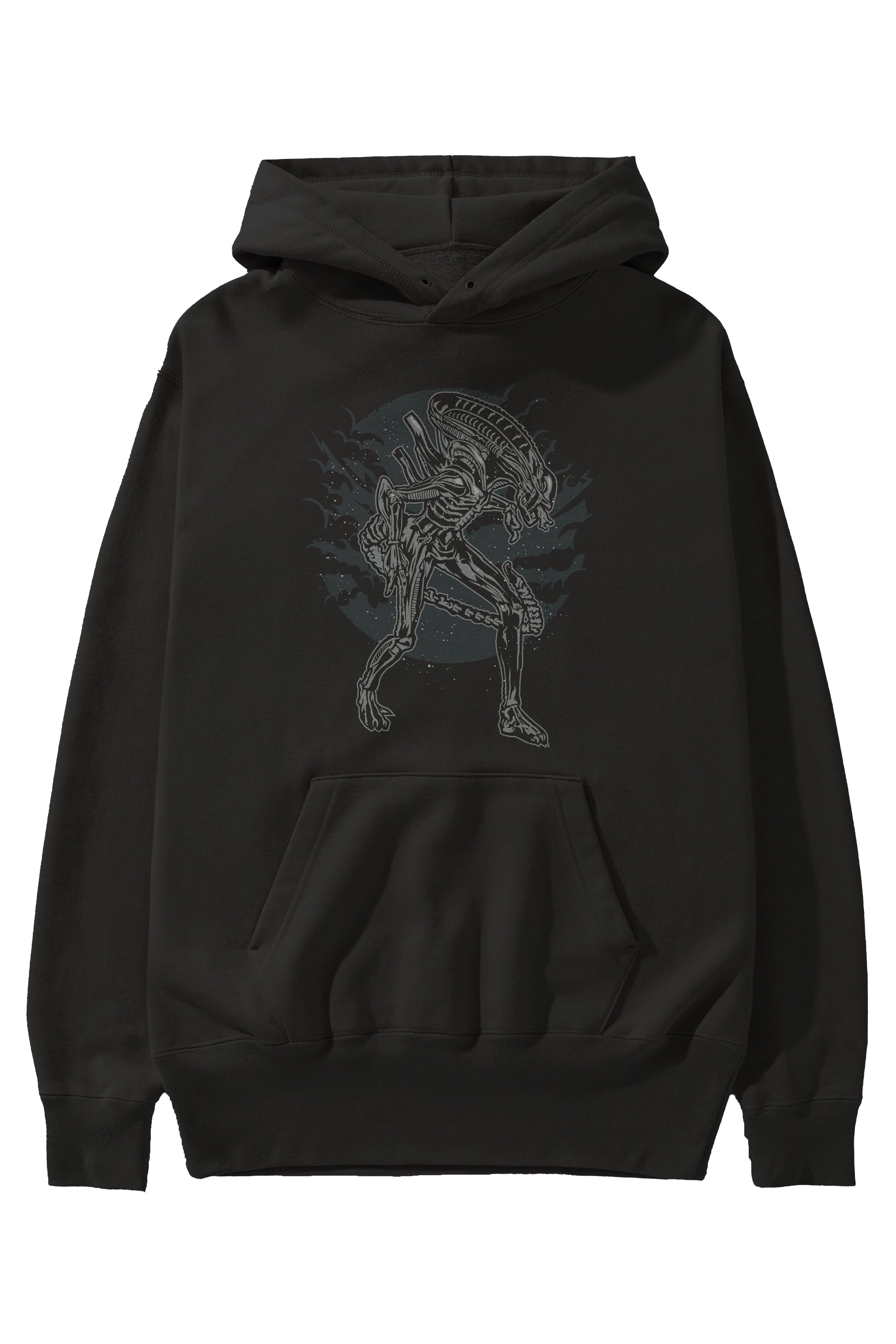 Xenomorph Ön Baskılı Hoodie Oversize Kapüşonlu Sweatshirt Erkek Kadın Unisex