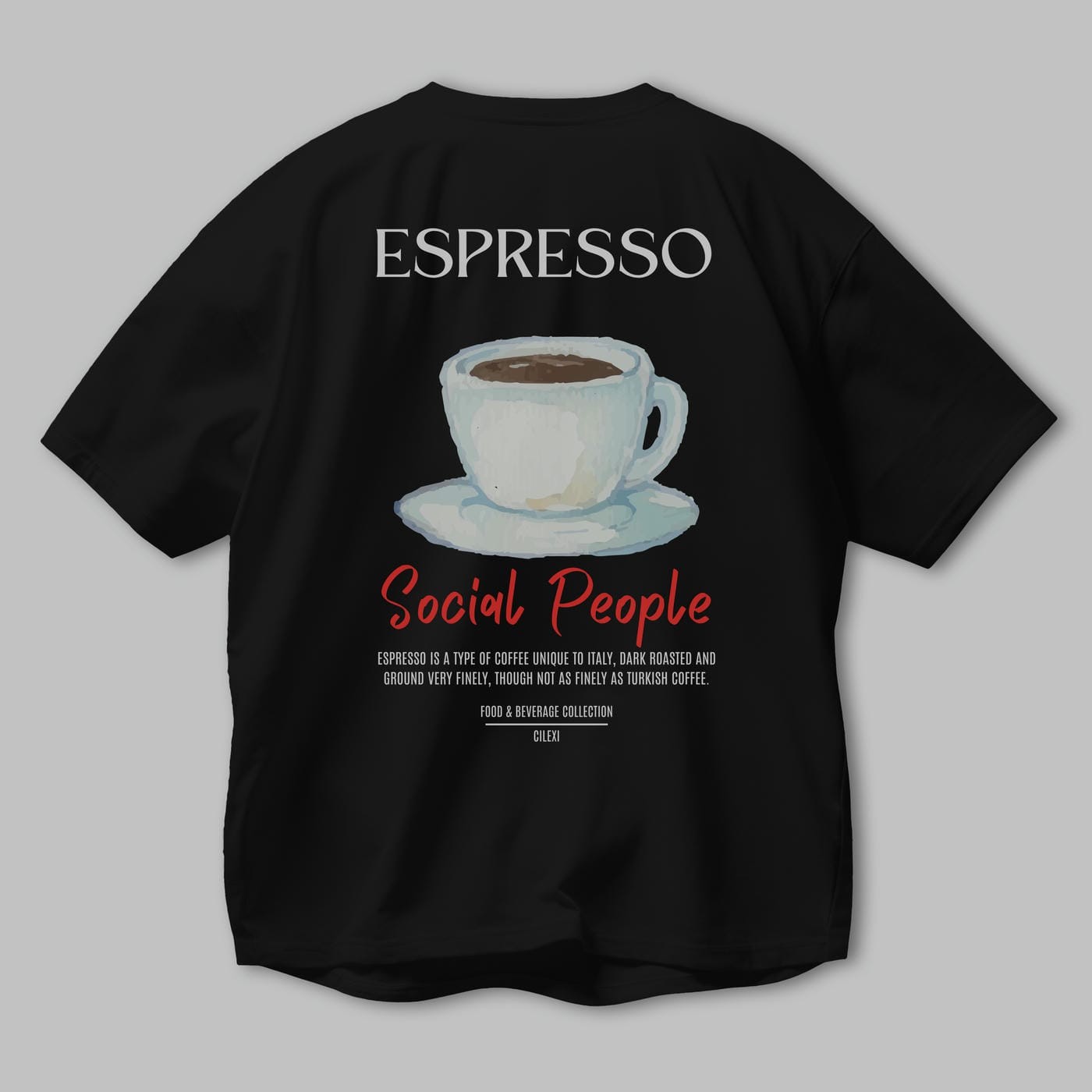 Espresso Kokteyl Serisi Baskılı Oversize t-shirt Erkek Kadın Unisex %100 Pamuk Bisiklet Yaka tişort