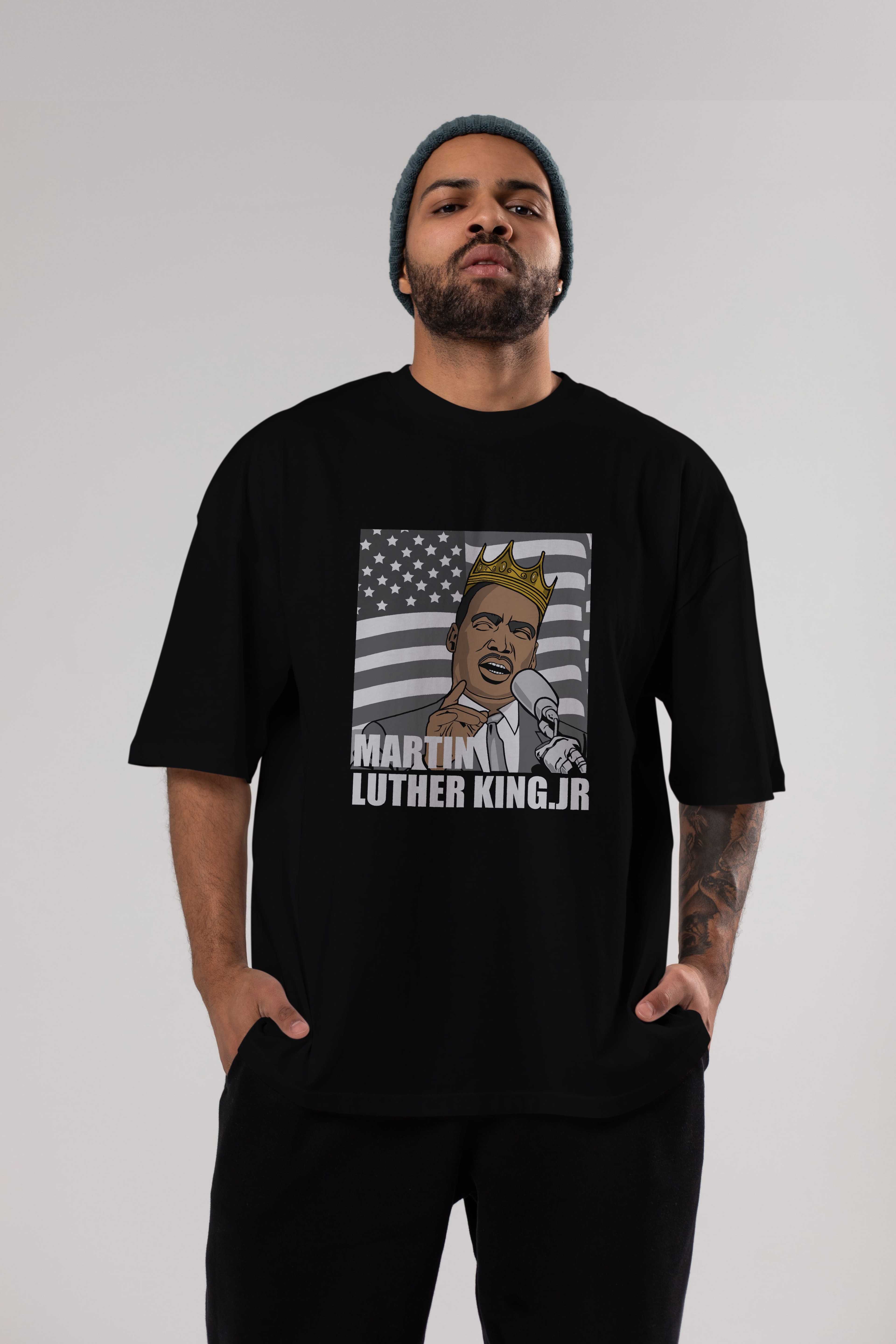 Luther King Ön Baskılı Oversize t-shirt Erkek Kadın Unisex %100 Pamuk tişort