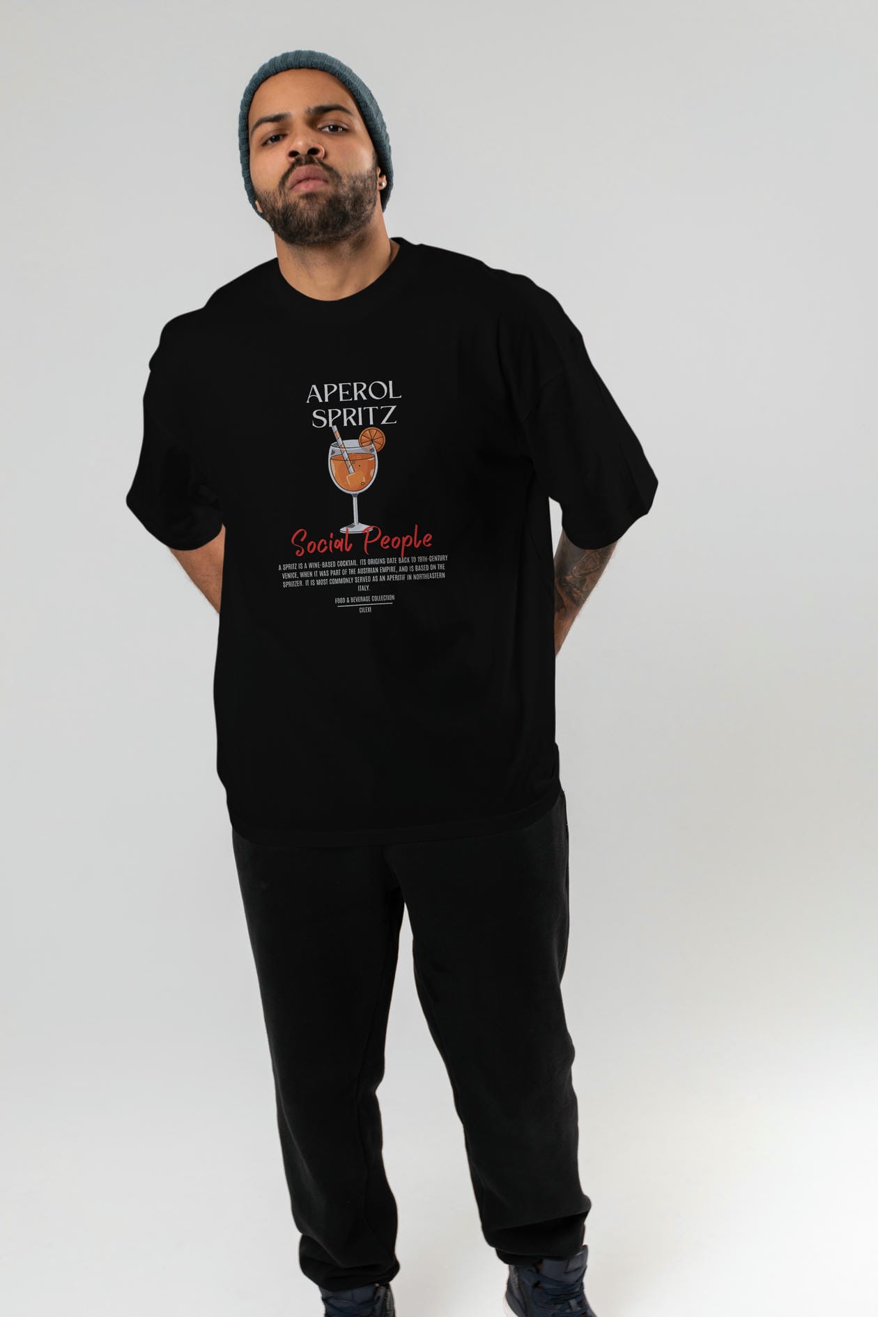 Aperol Sprıtz Kokteyl Serisi ön Baskılı Oversize t-shirt Erkek Kadın %100 Pamuk Bisiklet Yaka tişort