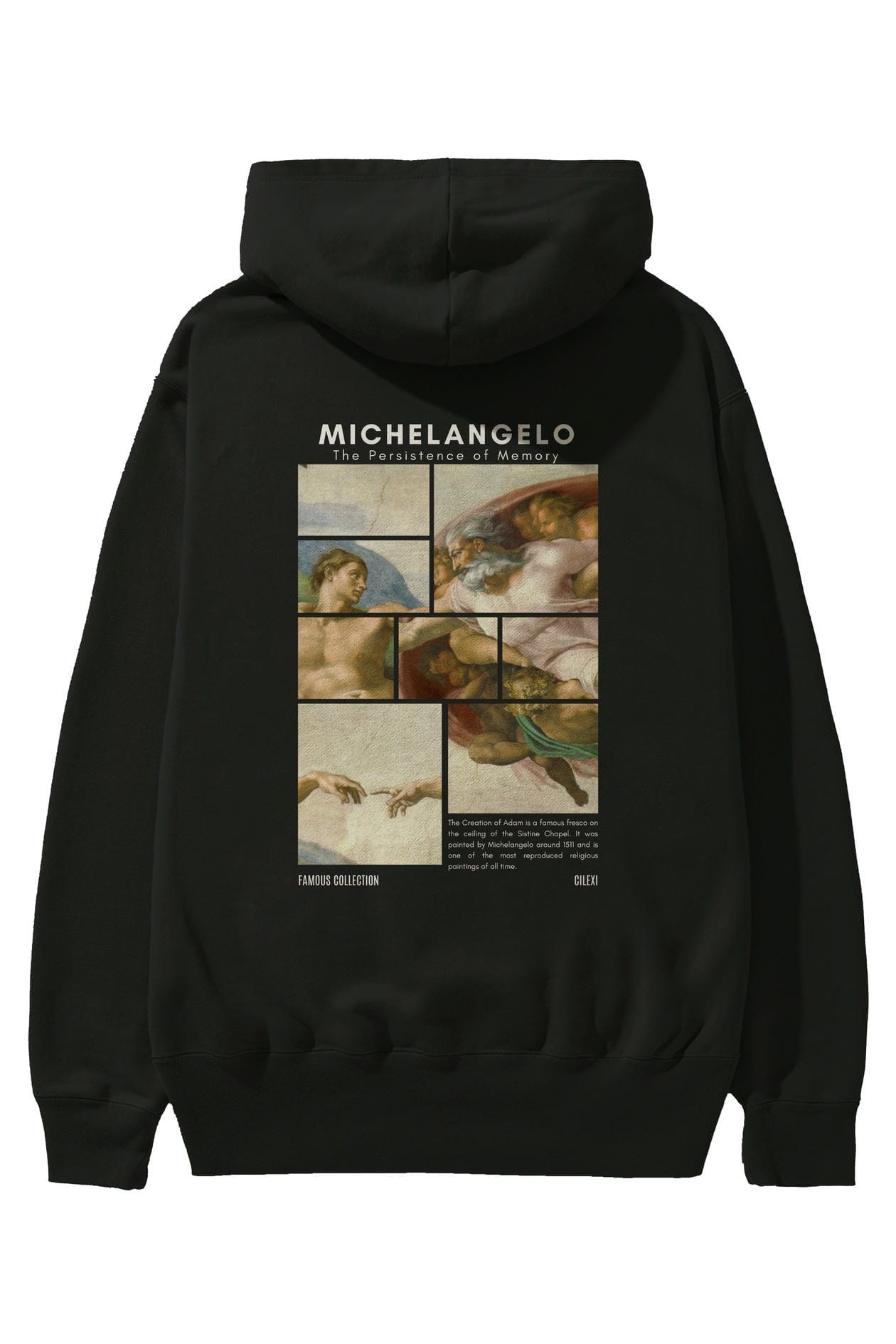 Michelangelo Arka Baskılı Hoodie Oversize Kapüşonlu Sweatshirt Erkek Kadın