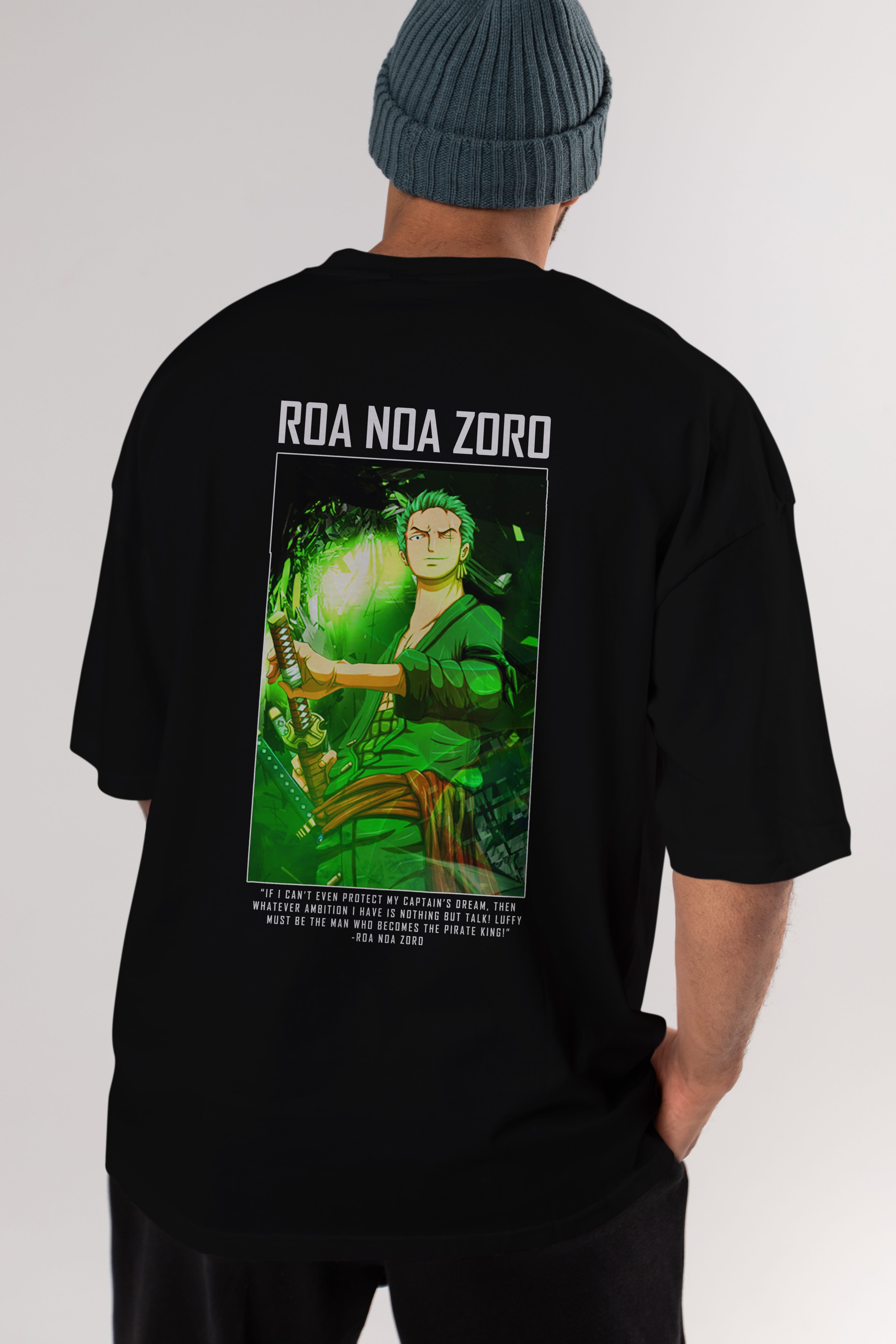 Roronoa Zoro 5 Anime Arka Baskılı Oversize t-shirt Erkek Kadın Unisex %100 pamuk tişort