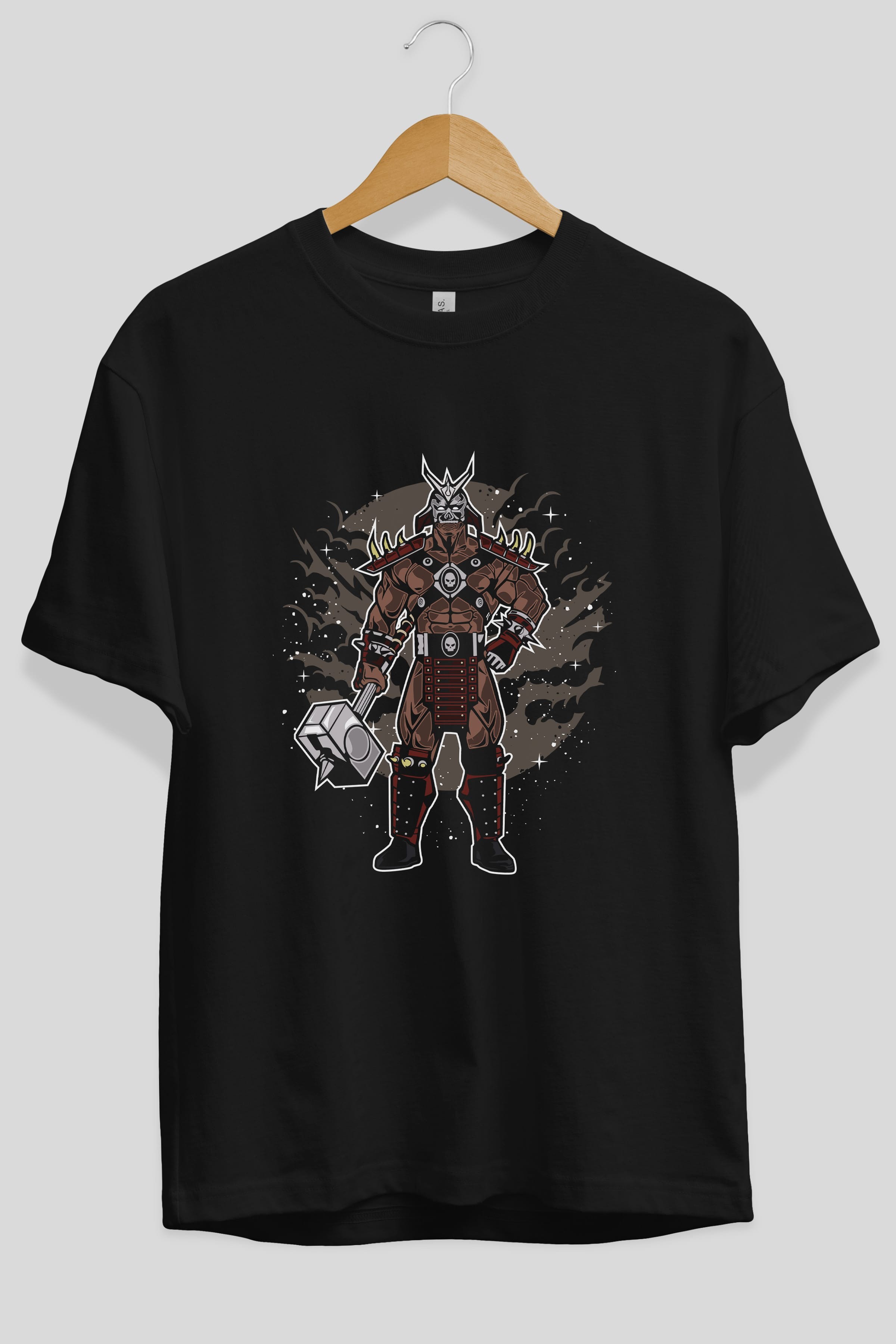 SHOU KHAN Ön Baskılı Oversize t-shirt Erkek Kadın Unisex %100 Pamuk tişort