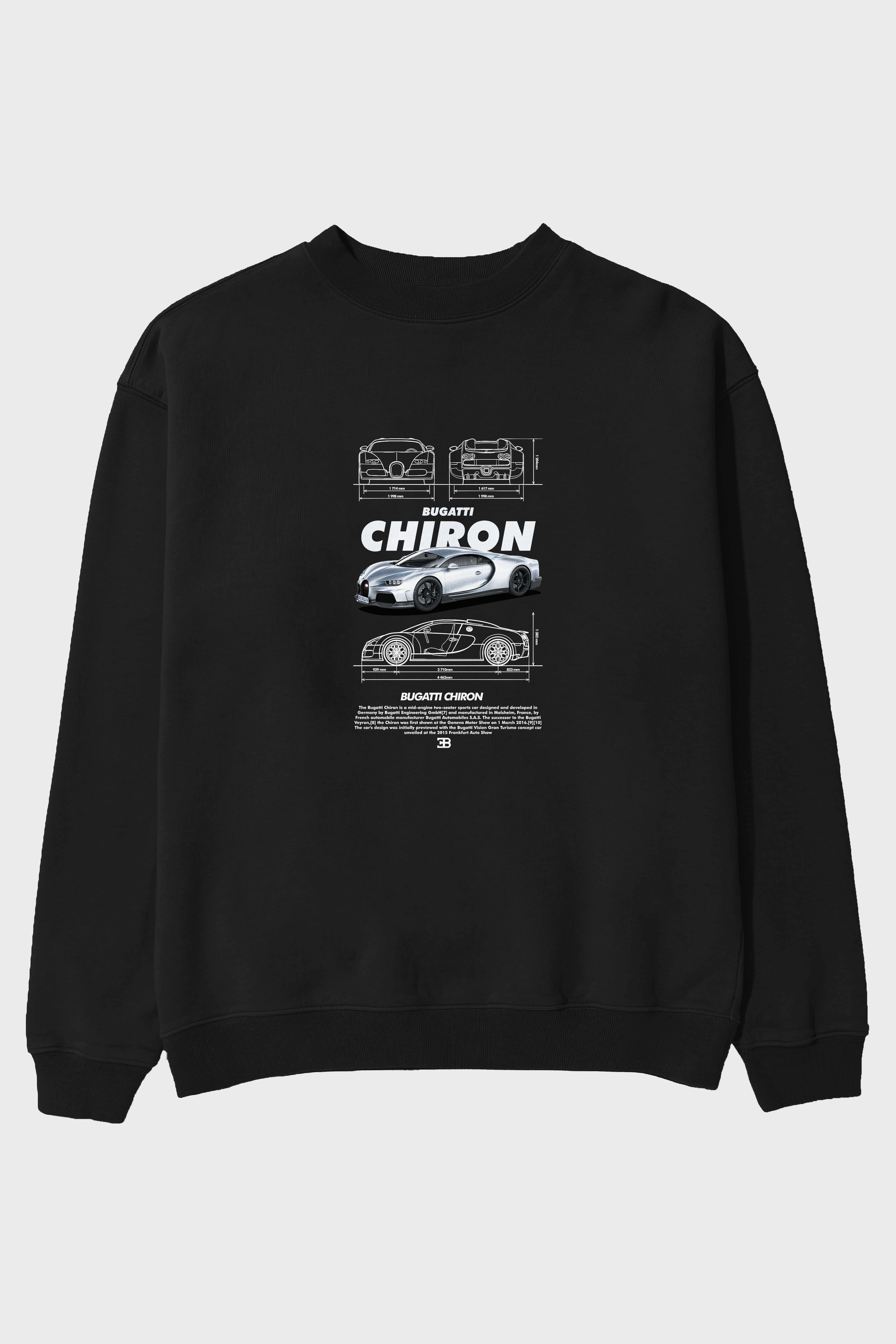 BUGATTI CHIRON 1 Ön Baskılı Anime Oversize Sweatshirt Erkek Kadın Unisex