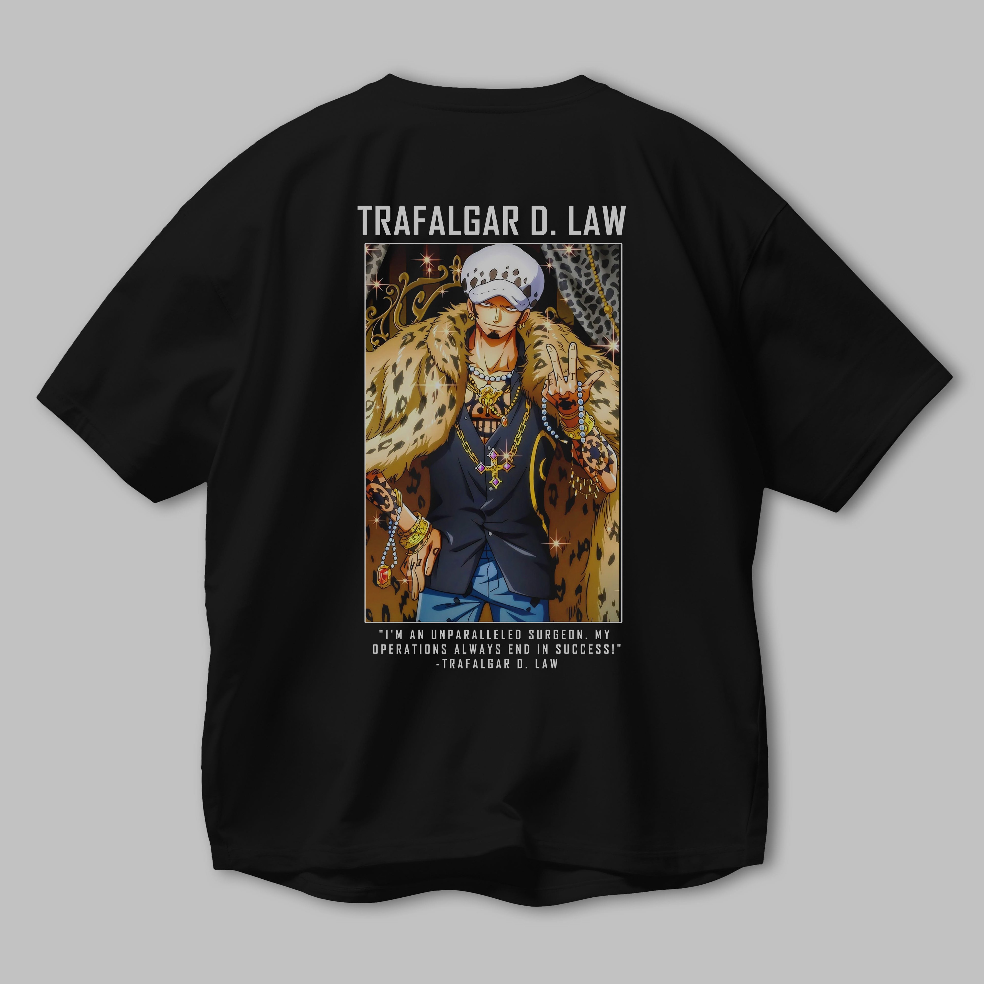 Trafalgar D. Water Law 2 Anime Arka Baskılı Oversize t-shirt Erkek Kadın Unisex %100 pamuk tişort