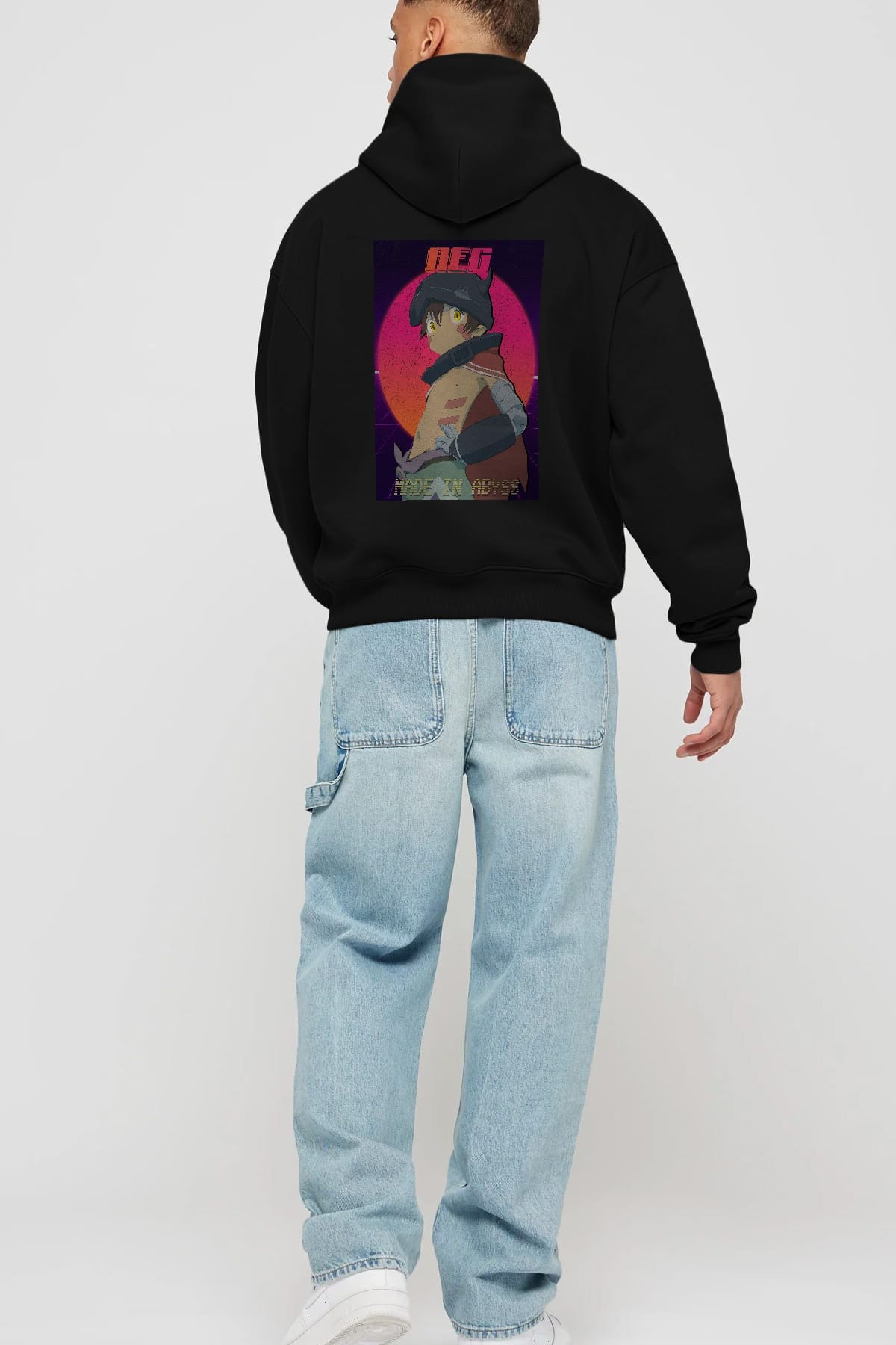 Reg 7 Anime Arka Baskılı Hoodie Oversize Kapüşonlu Sweatshirt Erkek Kadın Unisex