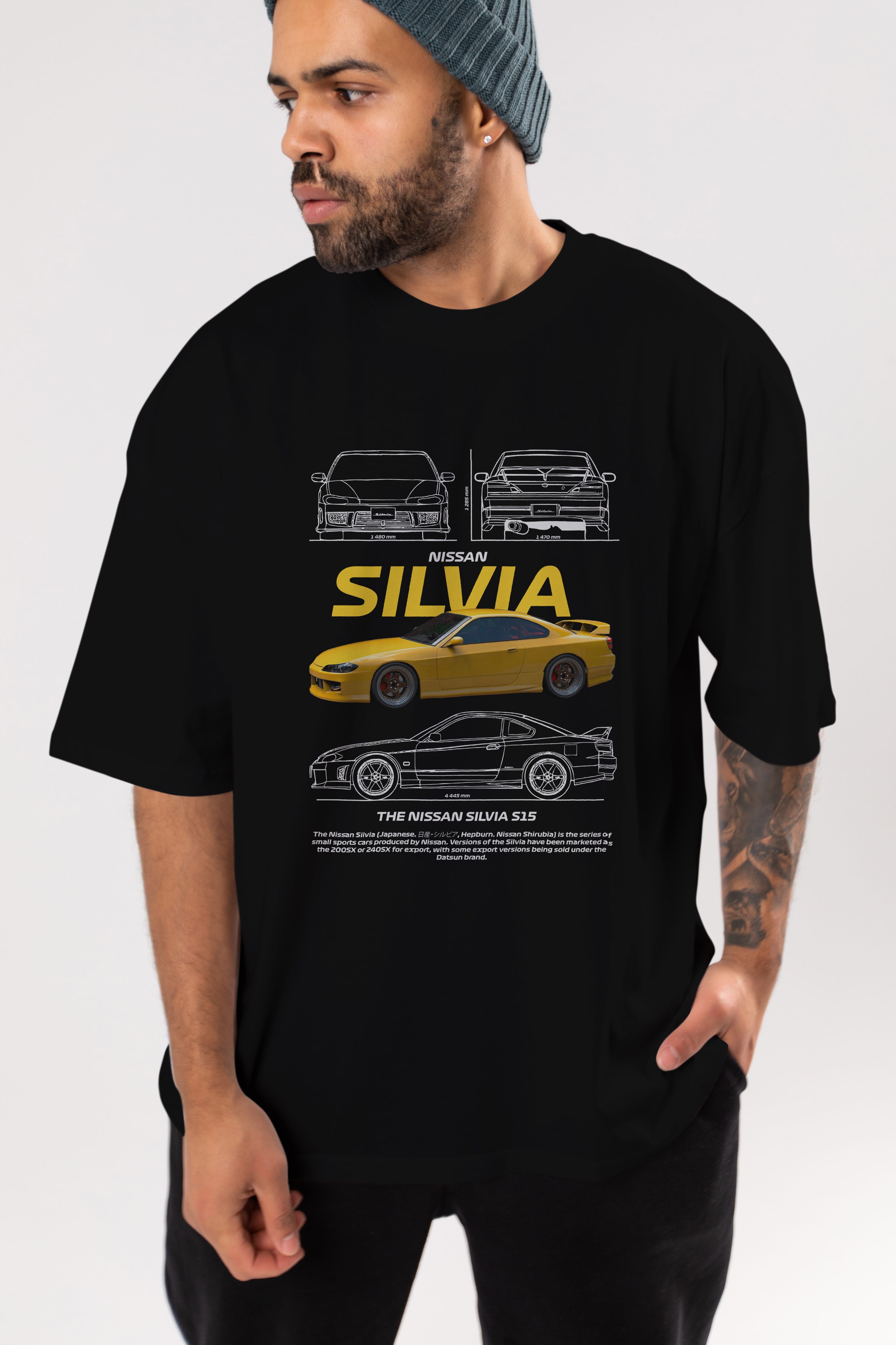 NISSAN SILVIA 1 Ön Baskılı Oversize t-shirt Erkek Kadın Unisex %100 Pamuk Bisiklet Yaka tişort