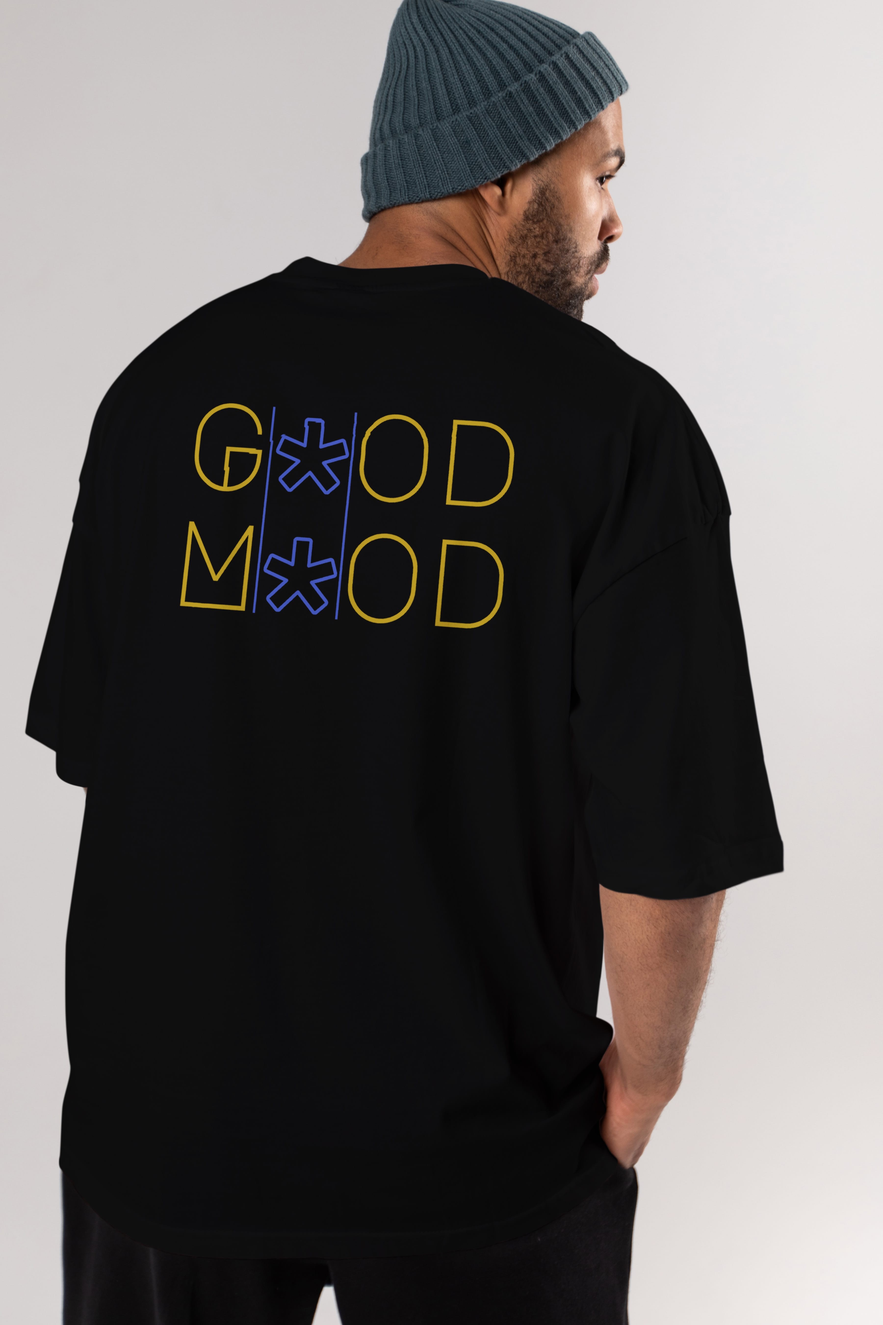 Good Mood Yazılı Arka Baskılı Oversize t-shirt Erkek Kadın Unisex
