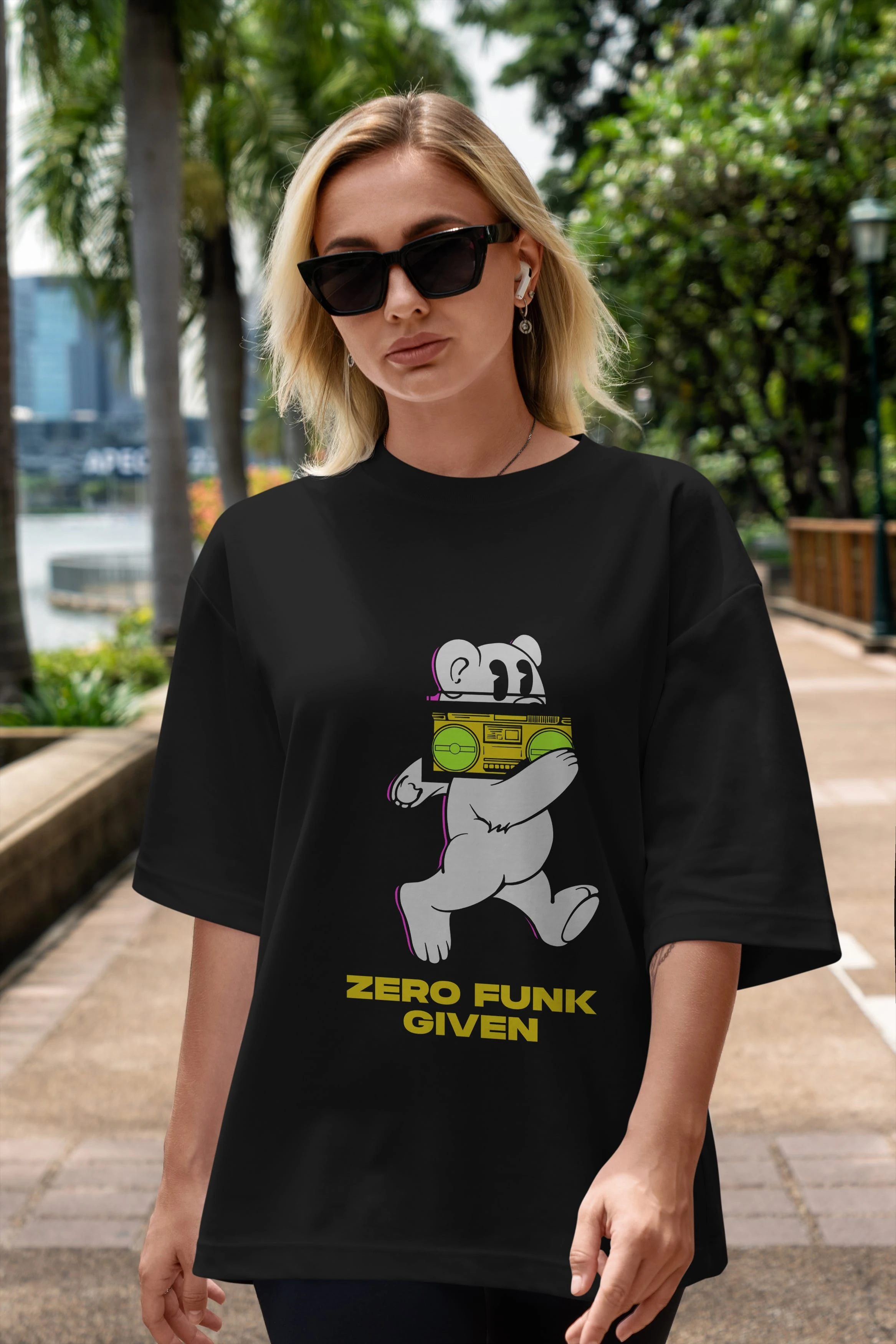 Zero Funk Given Bear Ön Baskılı Oversize t-shirt Erkek Kadın Unisex