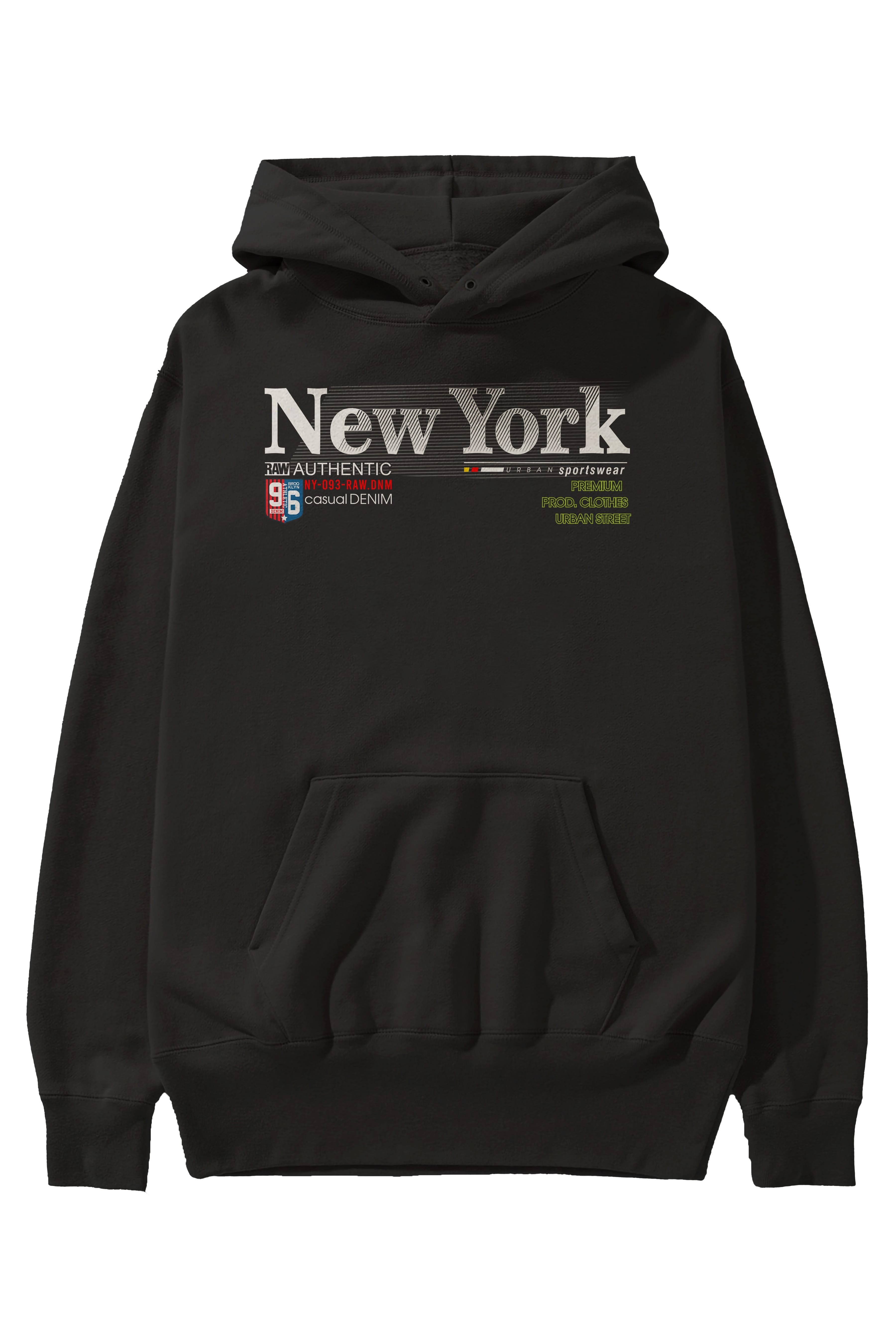 New York 96 Ön Baskılı Oversize Hoodie Kapüşonlu Sweatshirt Erkek Kadın Unisex