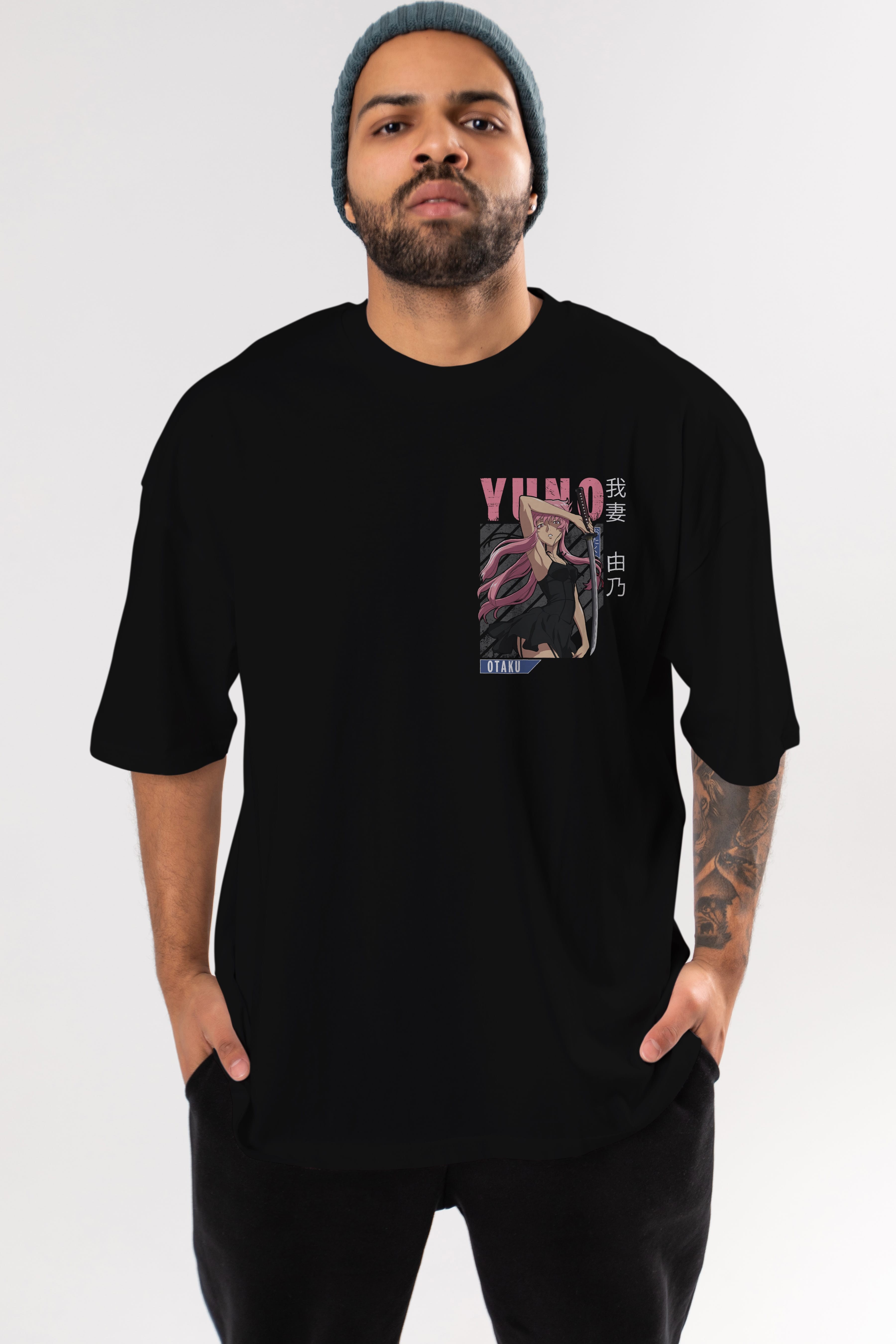 Yuno Gasai 5 Ön Sol Baskılı Oversize t-shirt Erkek Kadın Unisex %100 Pamuk Bisiklet Yaka tişort