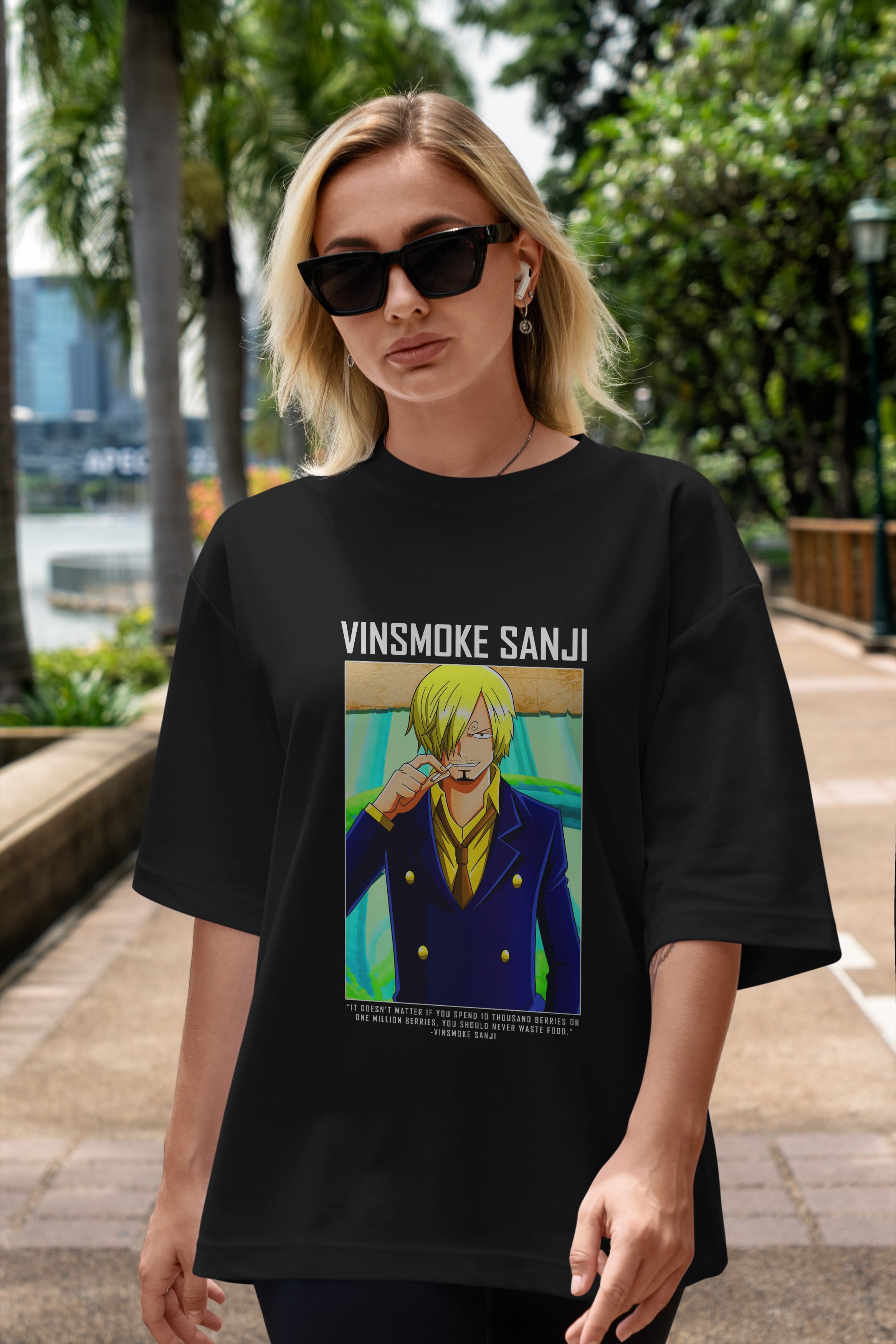 Sanji 2 Anime Ön Baskılı Oversize t-shirt Erkek Kadın Unisex