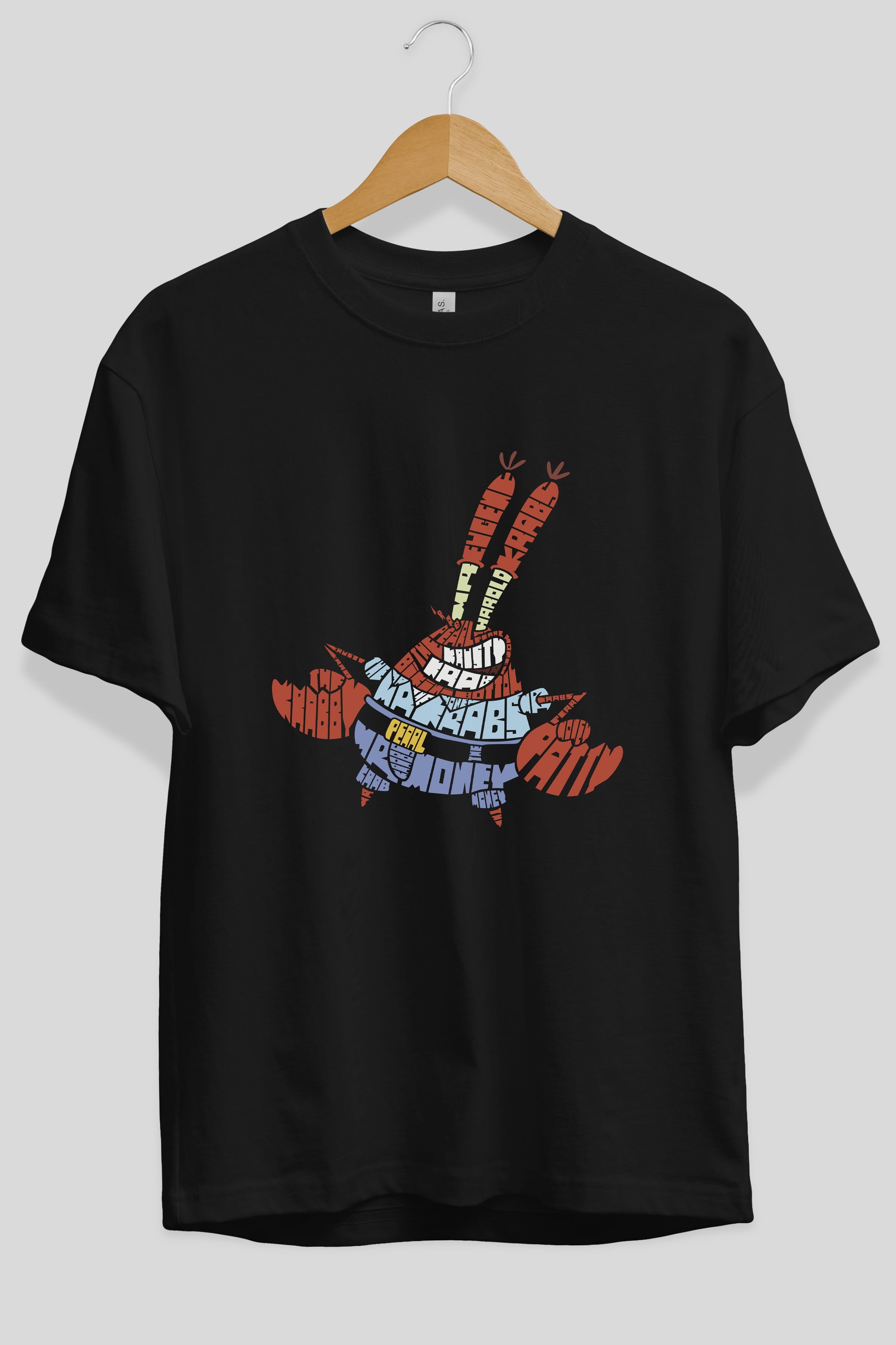 Mr Krabs Ön Baskılı Oversize t-shirt %100 pamuk Erkek Kadın Unisex