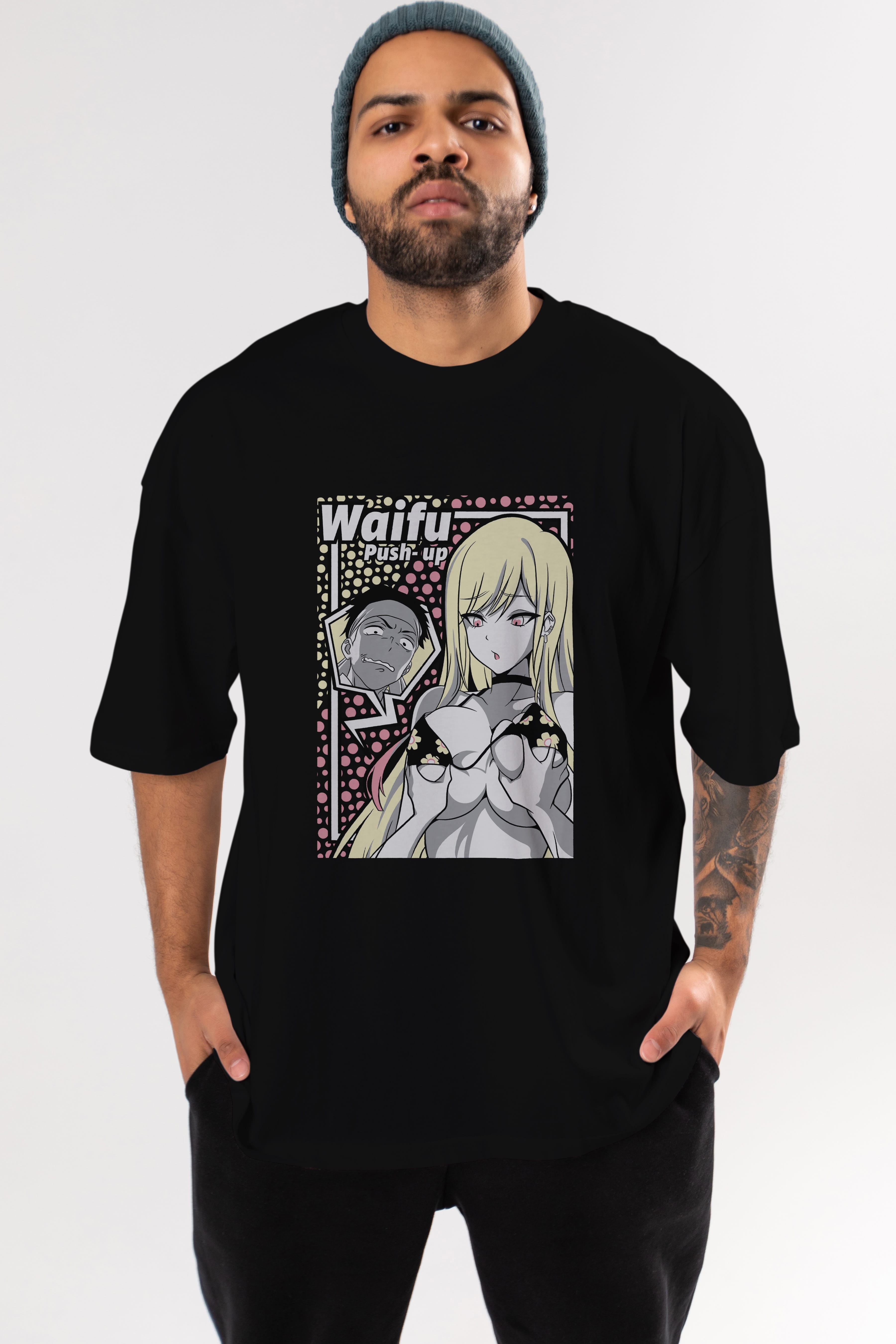Waifu PushUp Anime Ön Baskılı Oversize t-shirt %100 pamuk Erkek Kadın Unisex