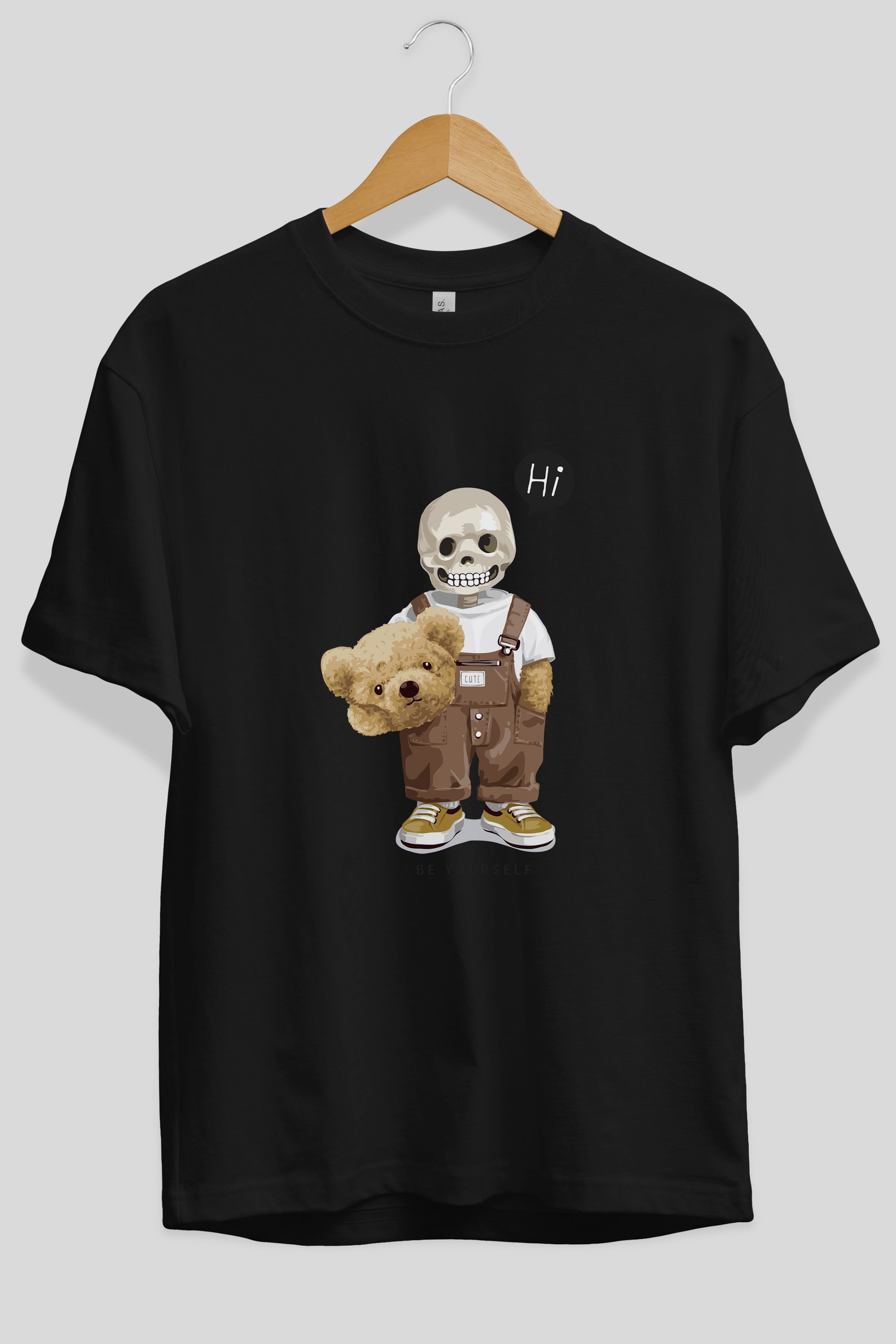 Teddy Bear hi Ön Baskılı Oversize t-shirt Erkek Kadın Unisex %100 Pamuk