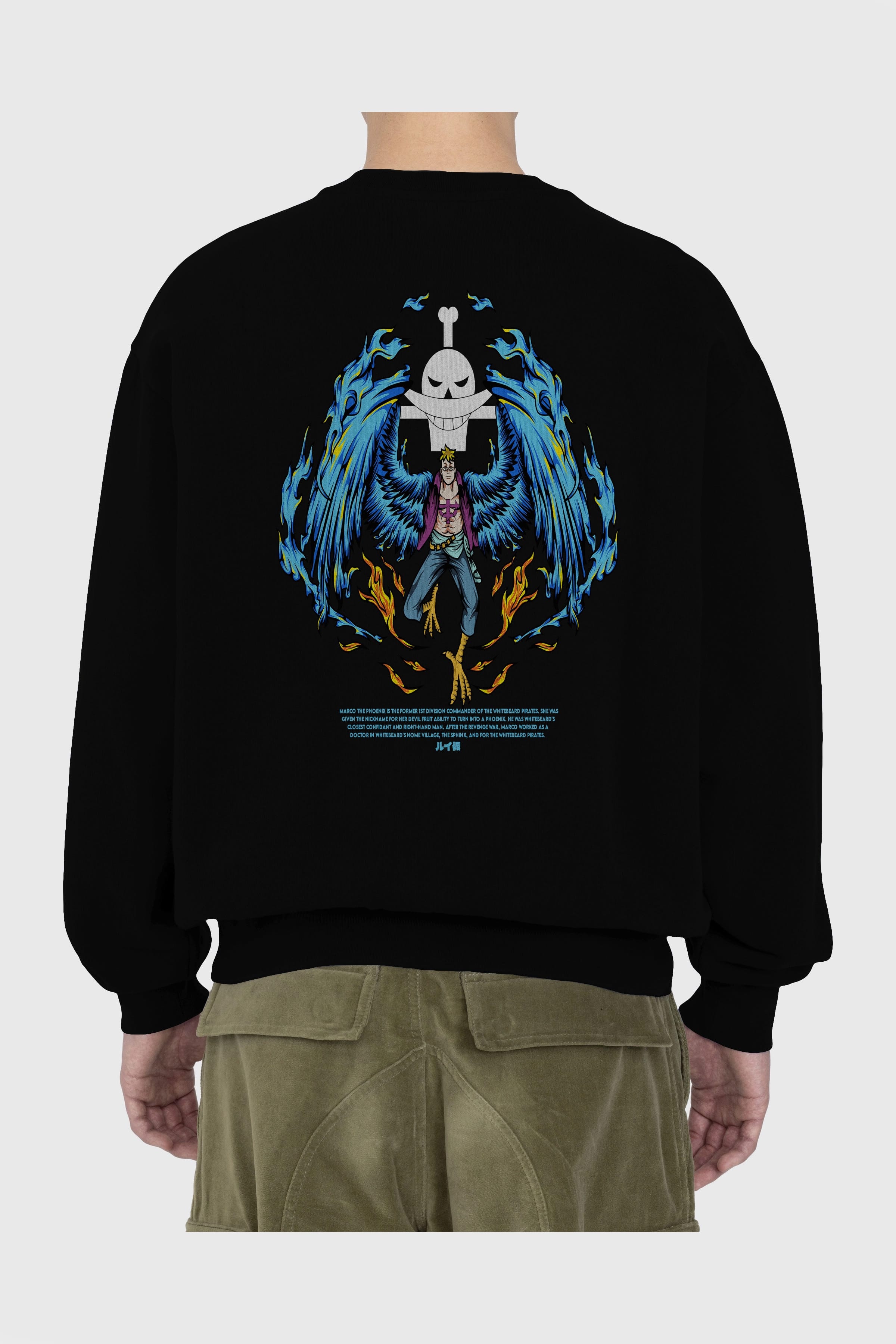Marco Anime Arka Baskılı Oversize Sweatshirt Erkek Kadın Unisex