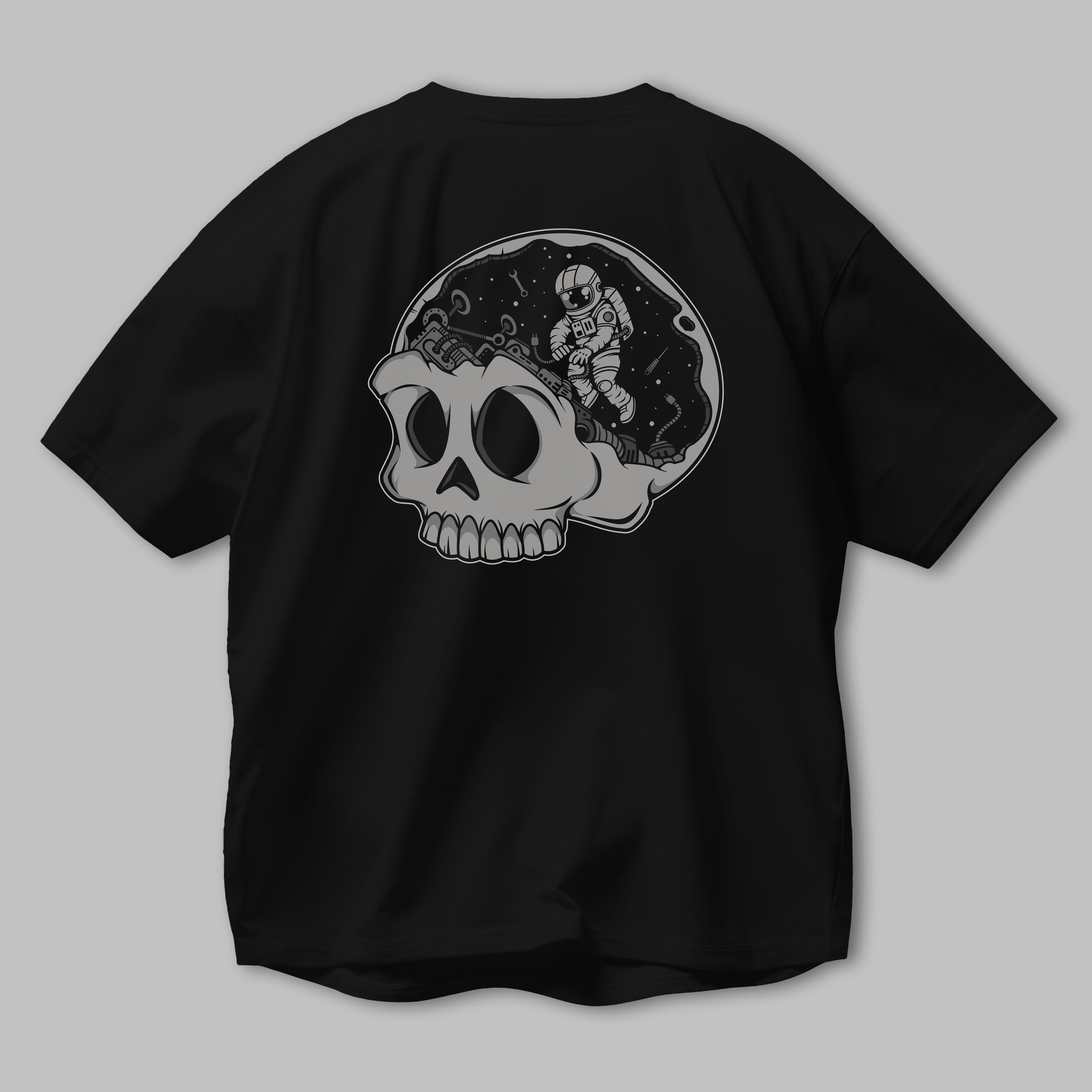 Astronaut Skull Brain Arka Baskılı Oversize t-shirt Erkek Kadın Unisex