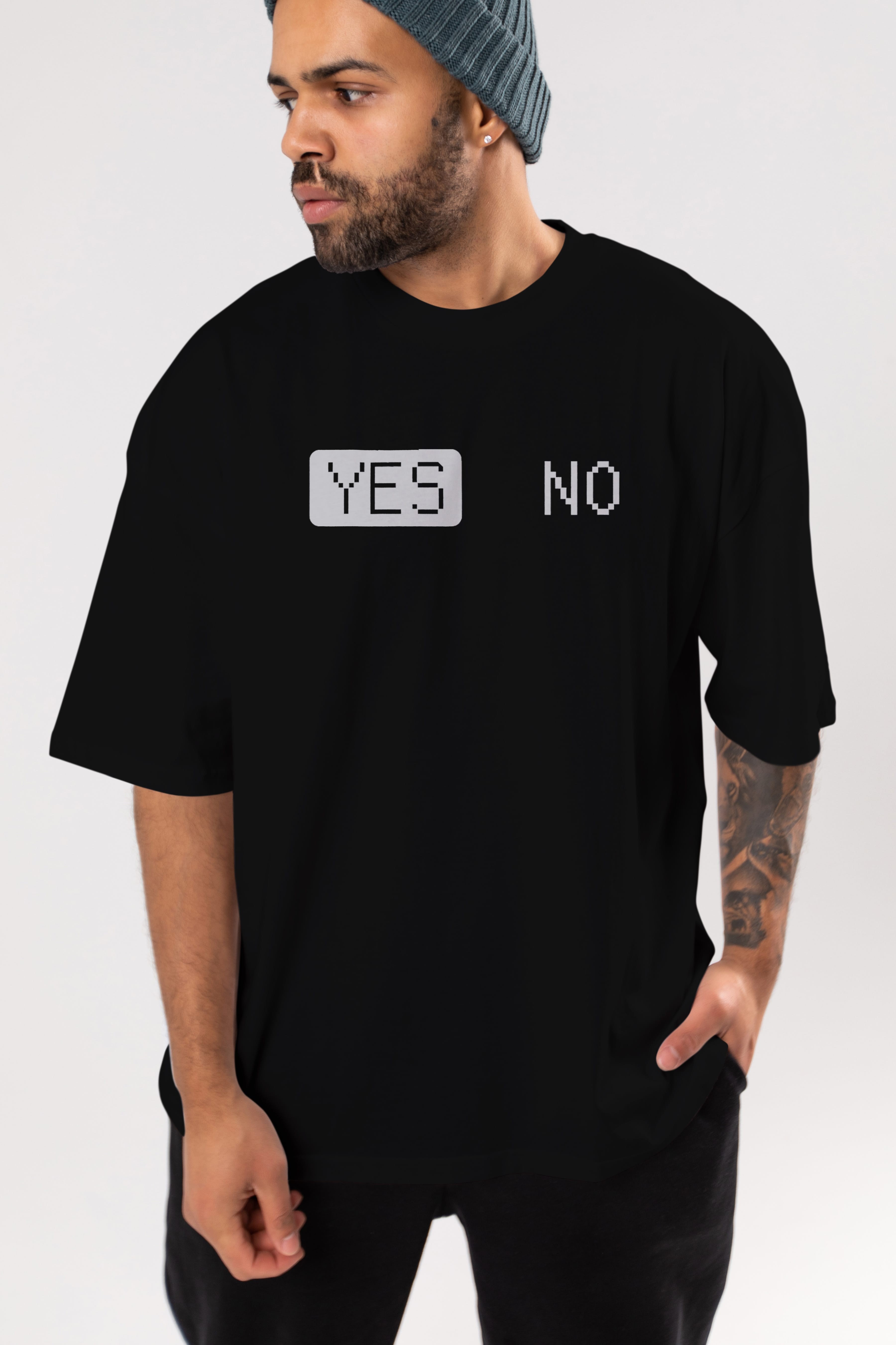 Yes No Ön Baskılı Oversize t-shirt %100 pamuk Erkek Kadın Unisex