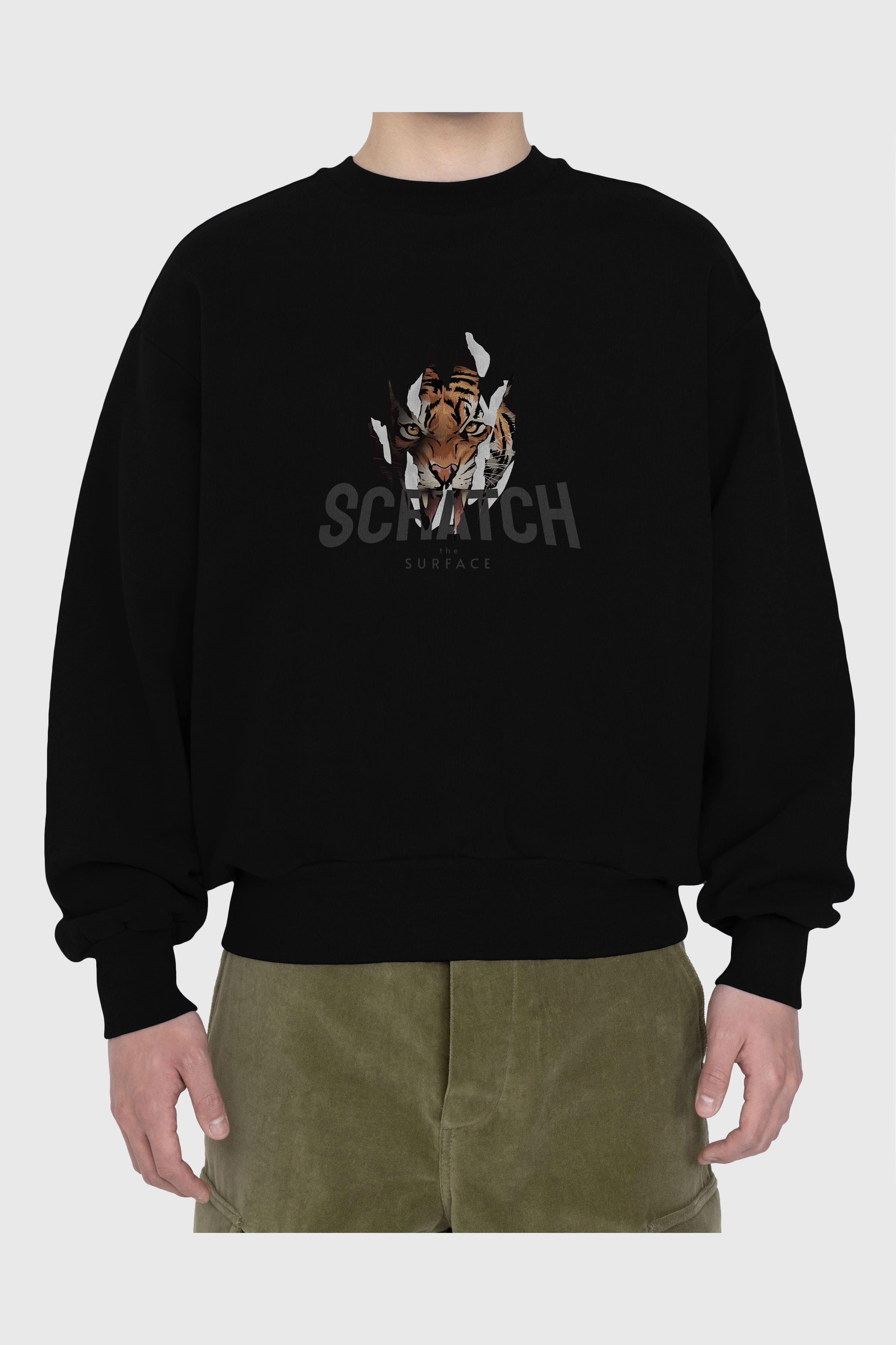 Teddy Bear Scratch Ön Baskılı Oversize Sweatshirt Erkek Kadın Unisex