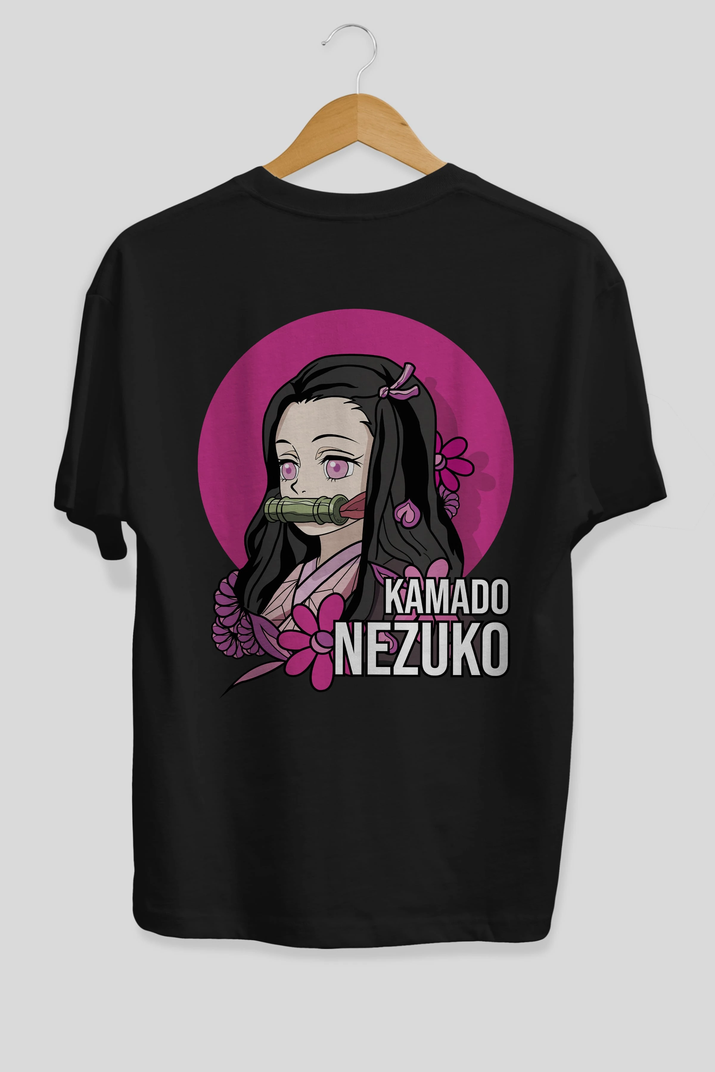 Nezuko Kamado 2 Anime Arka Baskılı Oversize t-shirt Erkek Kadın Unisex