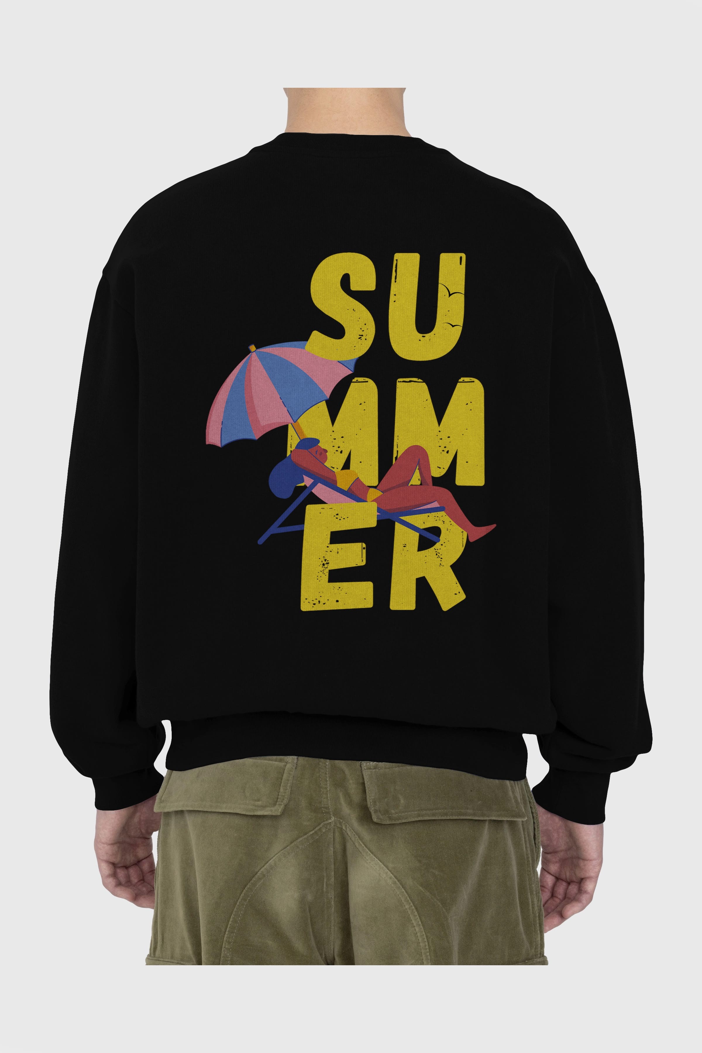 Summer Yazılı Arka Baskılı Oversize Sweatshirt Erkek Kadın Unisex