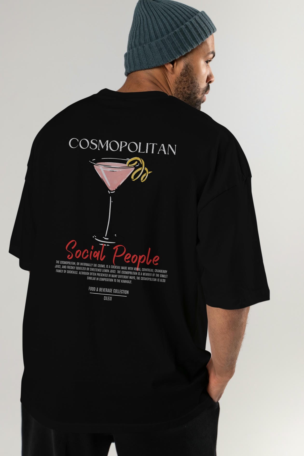 Cosmopolıtan Kokteyl Serisi Baskılı Oversize t-shirt Erkek Kadın Unisex %100 Pamuk Bisiklet Yaka tişort