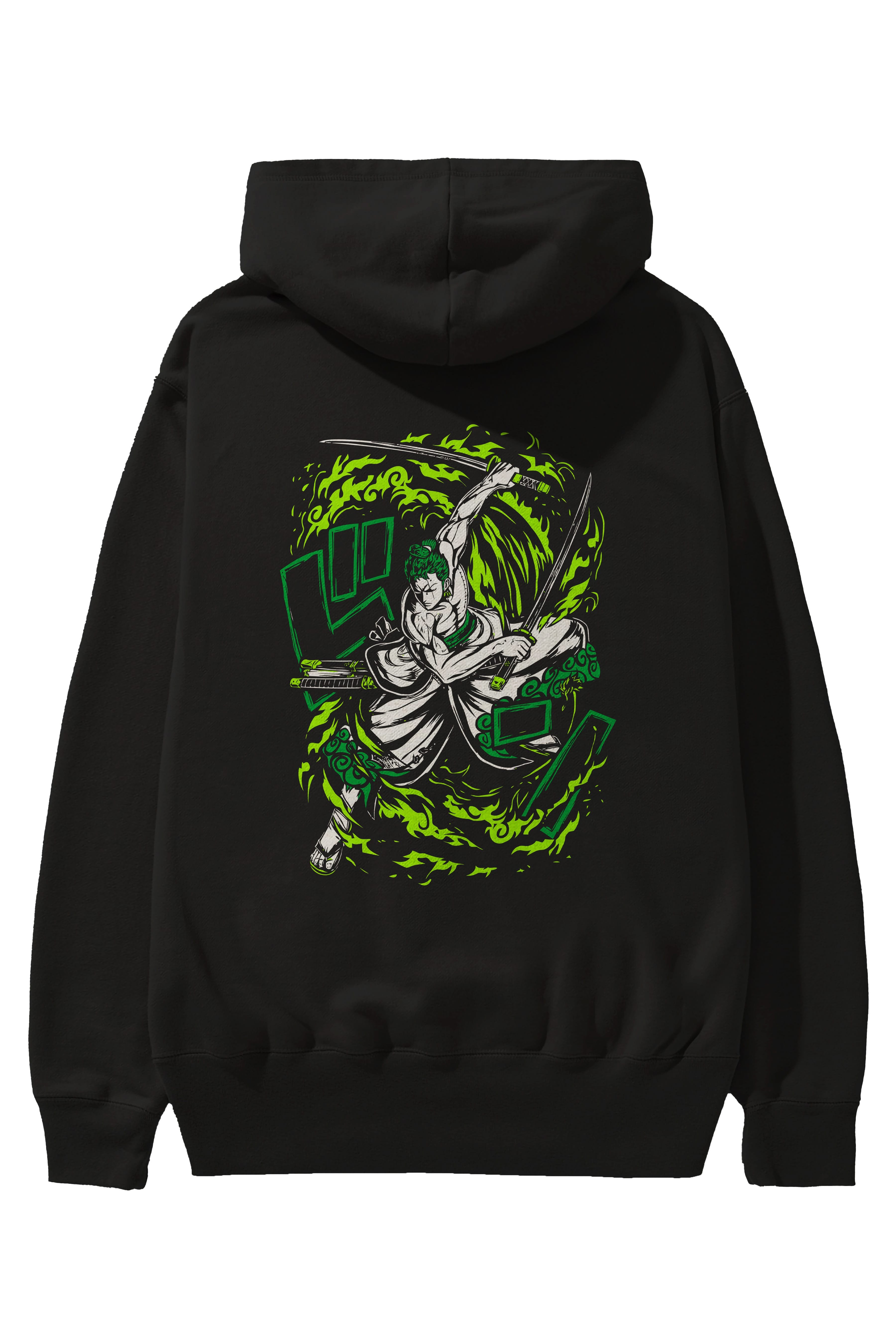ZORO-ONE PIECE (2) Anime Arka Baskılı Hoodie Oversize Kapüşonlu Sweatshirt Erkek Kadın Unisex