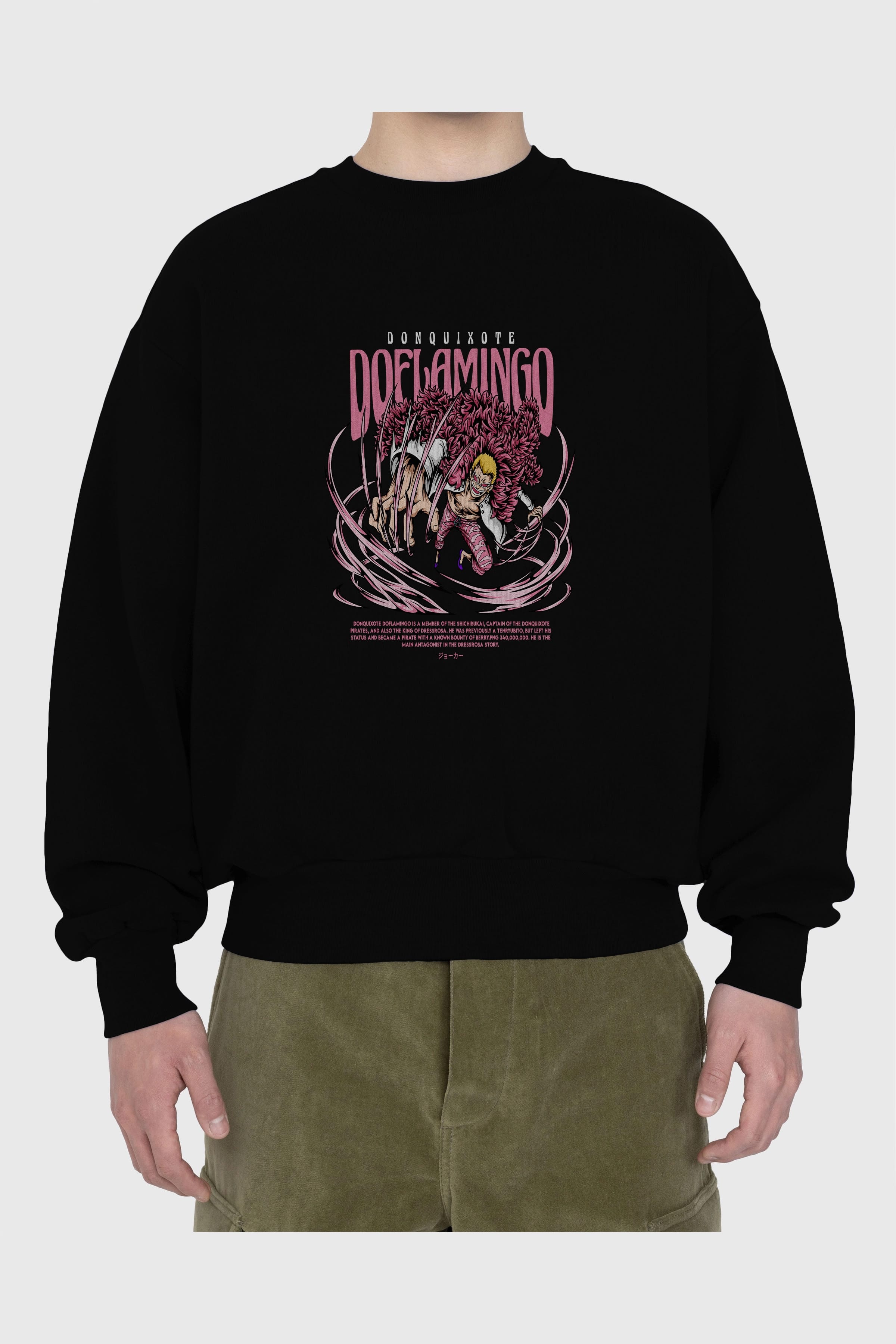 Doflamingo Anime Ön Baskılı Oversize Sweatshirt Erkek Kadın Unisex