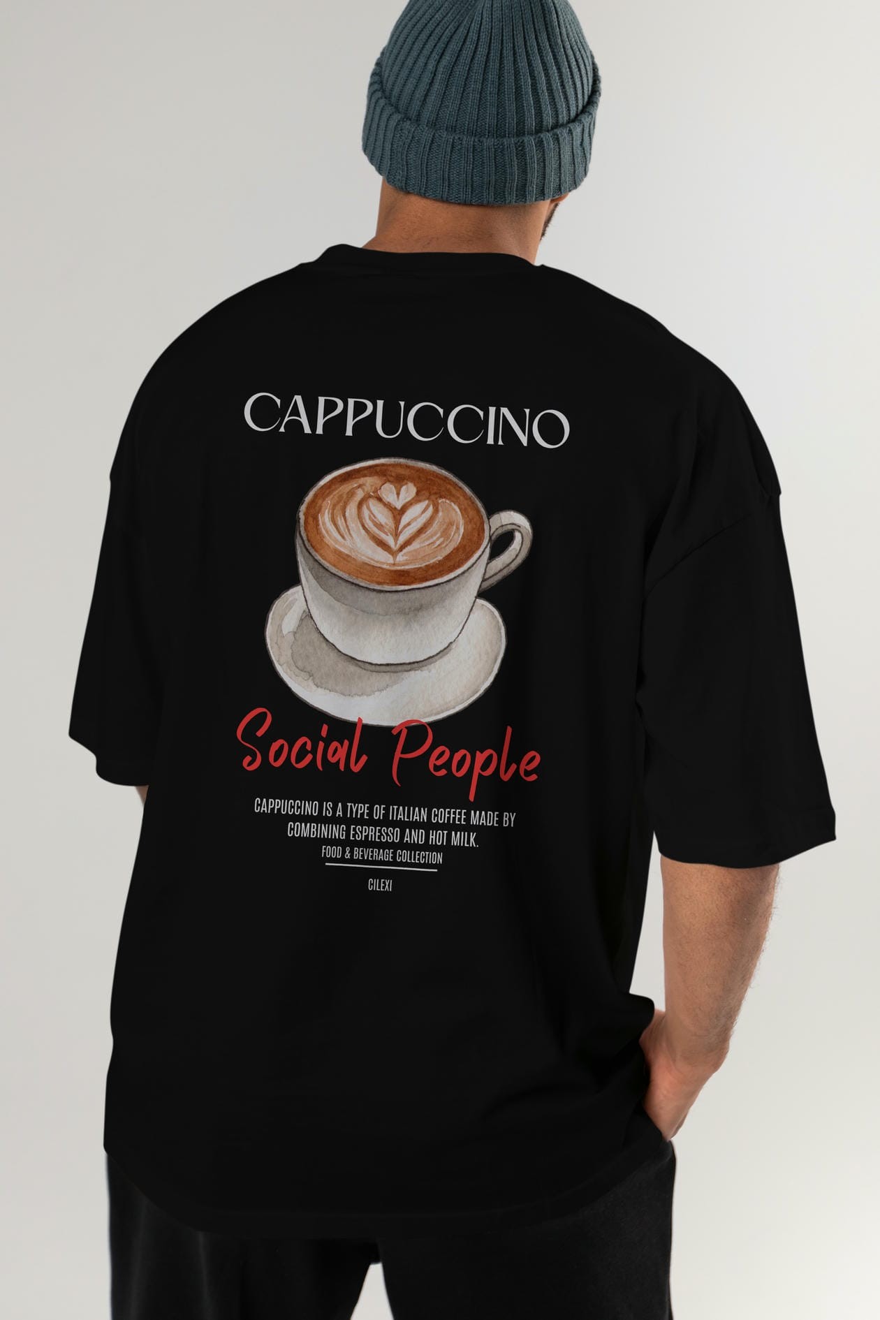 Cappuccino Kokteyl Serisi Baskılı Oversize t-shirt Erkek Kadın Unisex %100 Pamuk Bisiklet Yaka tişort