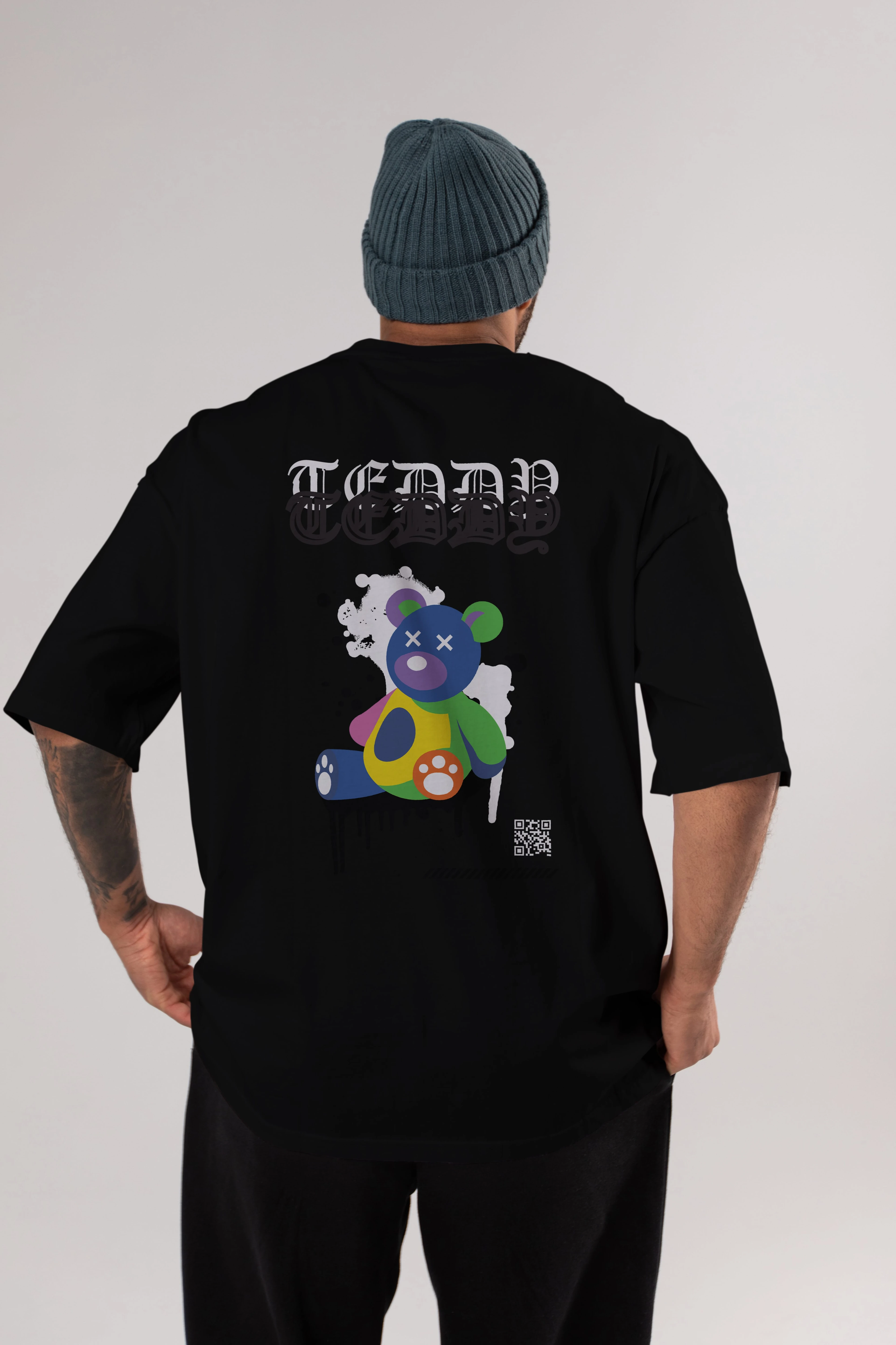 Teddy Bear Arka Baskılı Oversize t-shirt Erkek Kadın Unisex