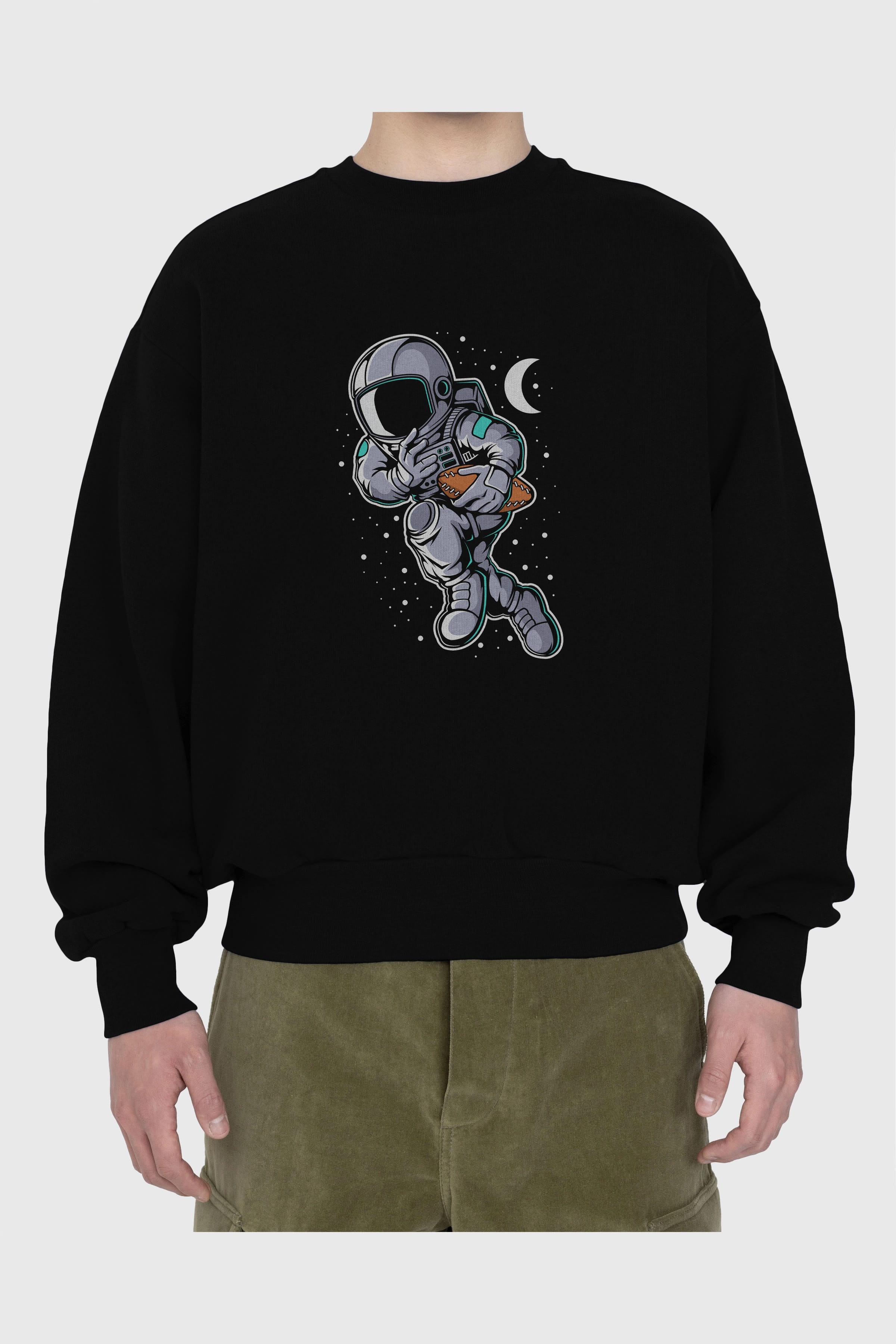 Astronaut Rugby Ön Baskılı Oversize Sweatshirt Erkek Kadın Unisex
