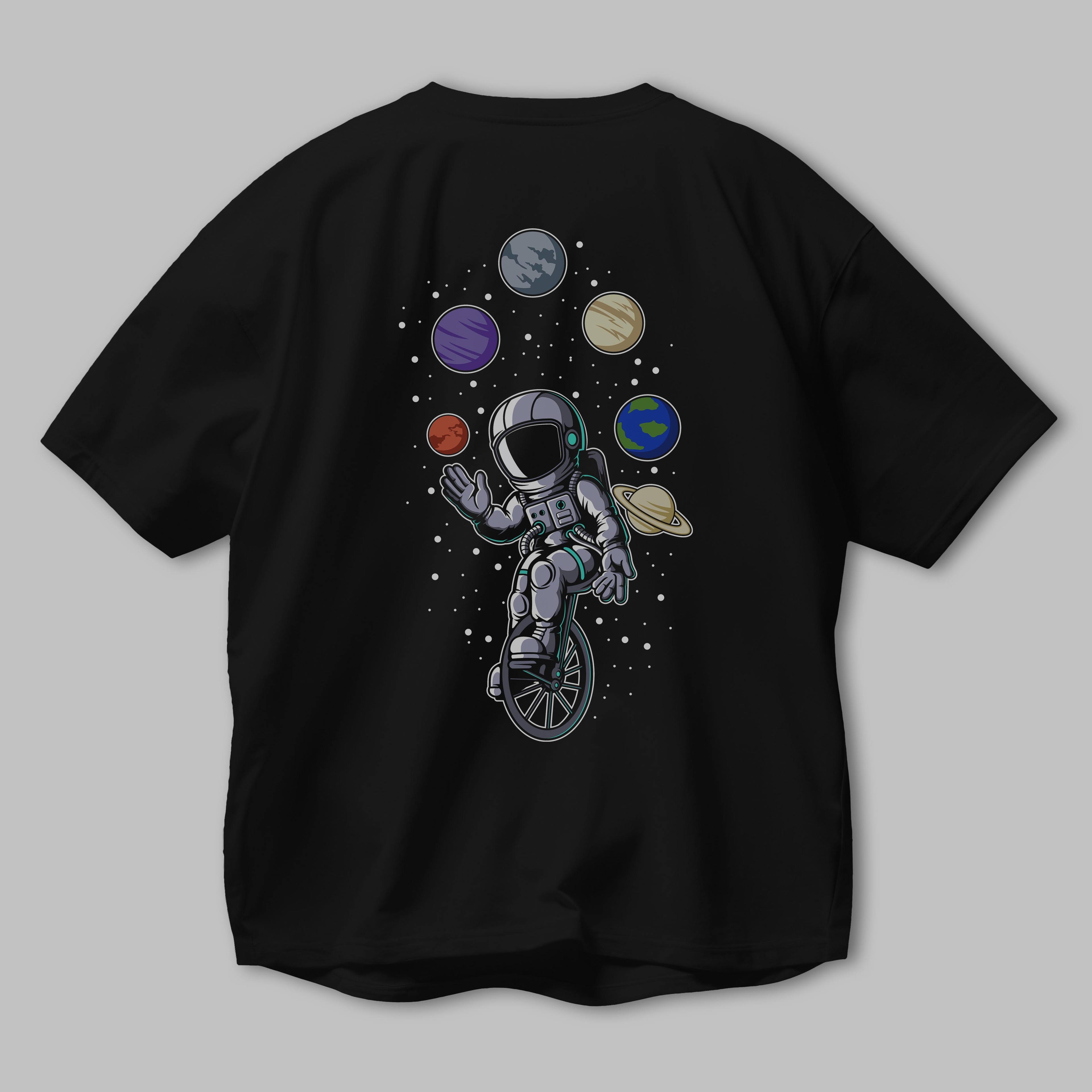 Astronaut Circus Arka Baskılı Oversize t-shirt Erkek Kadın Unisex