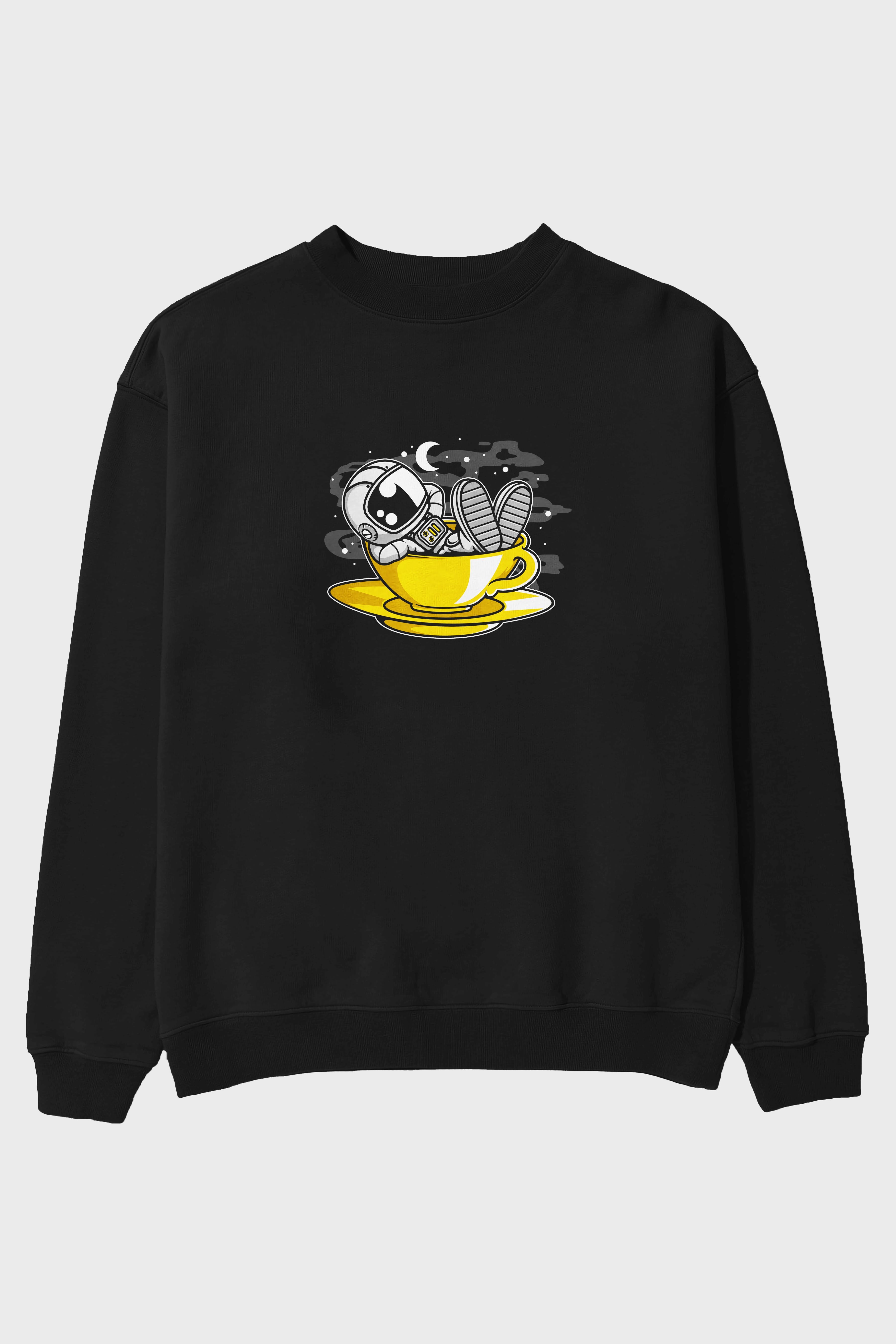 Astronaut Relax Ön Baskılı Oversize Sweatshirt Erkek Kadın Unisex