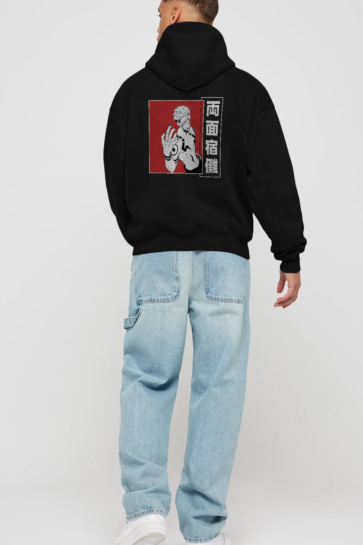 Sukuna Ryoumen 2 Anime Arka Baskılı Hoodie Oversize Kapüşonlu Sweatshirt Erkek Kadın Unisex