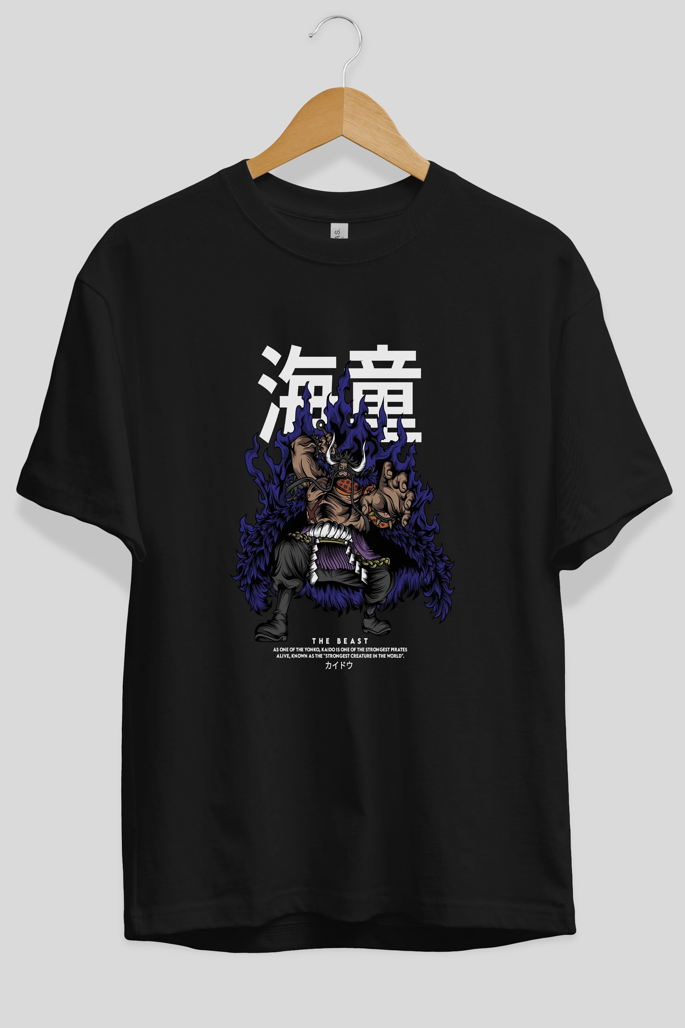 Kaido Anime Ön Baskılı Oversize t-shirt %100 pamuk Erkek Kadın Unisex