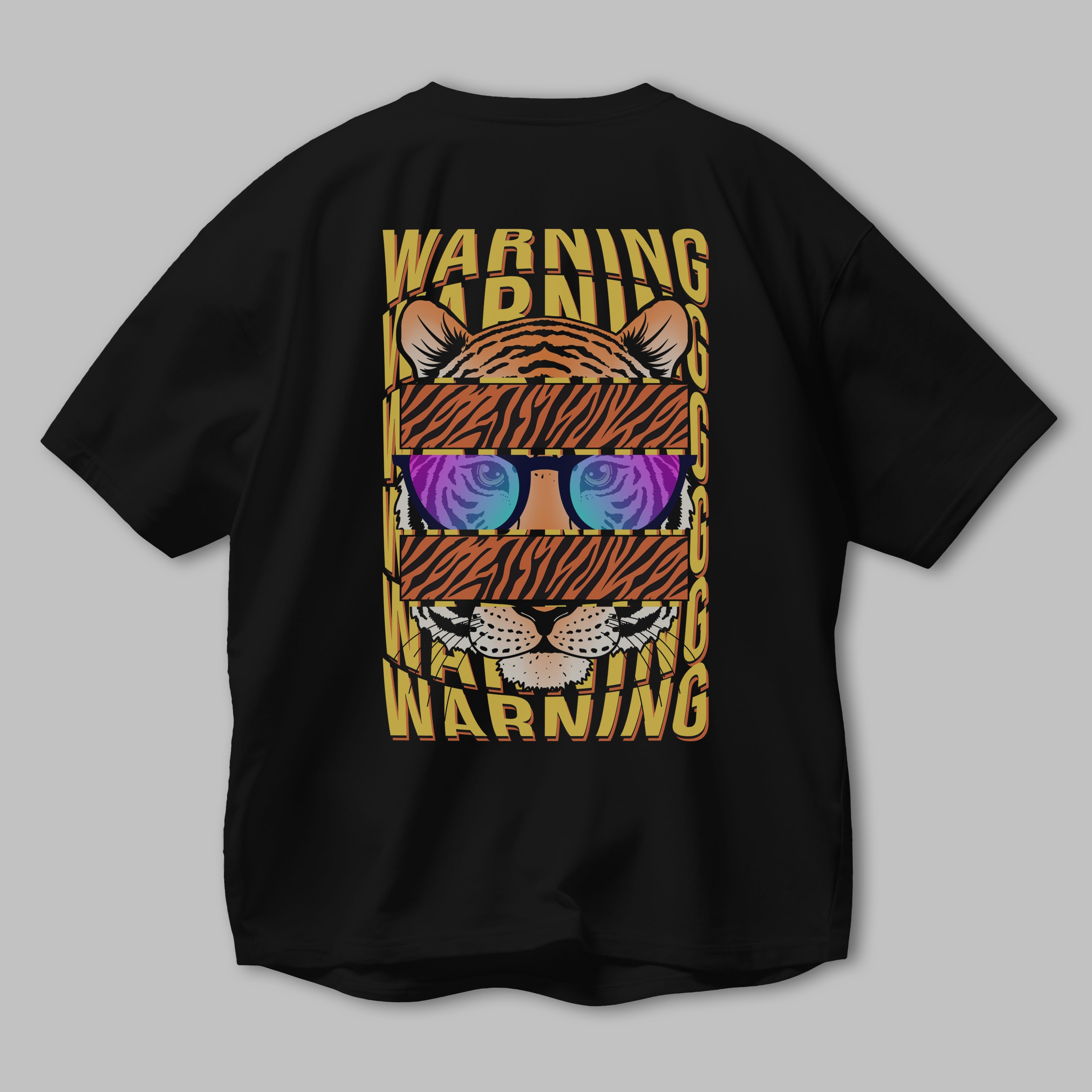 Warning Yazılı Arka Baskılı Oversize t-shirt Erkek Kadın Unisex