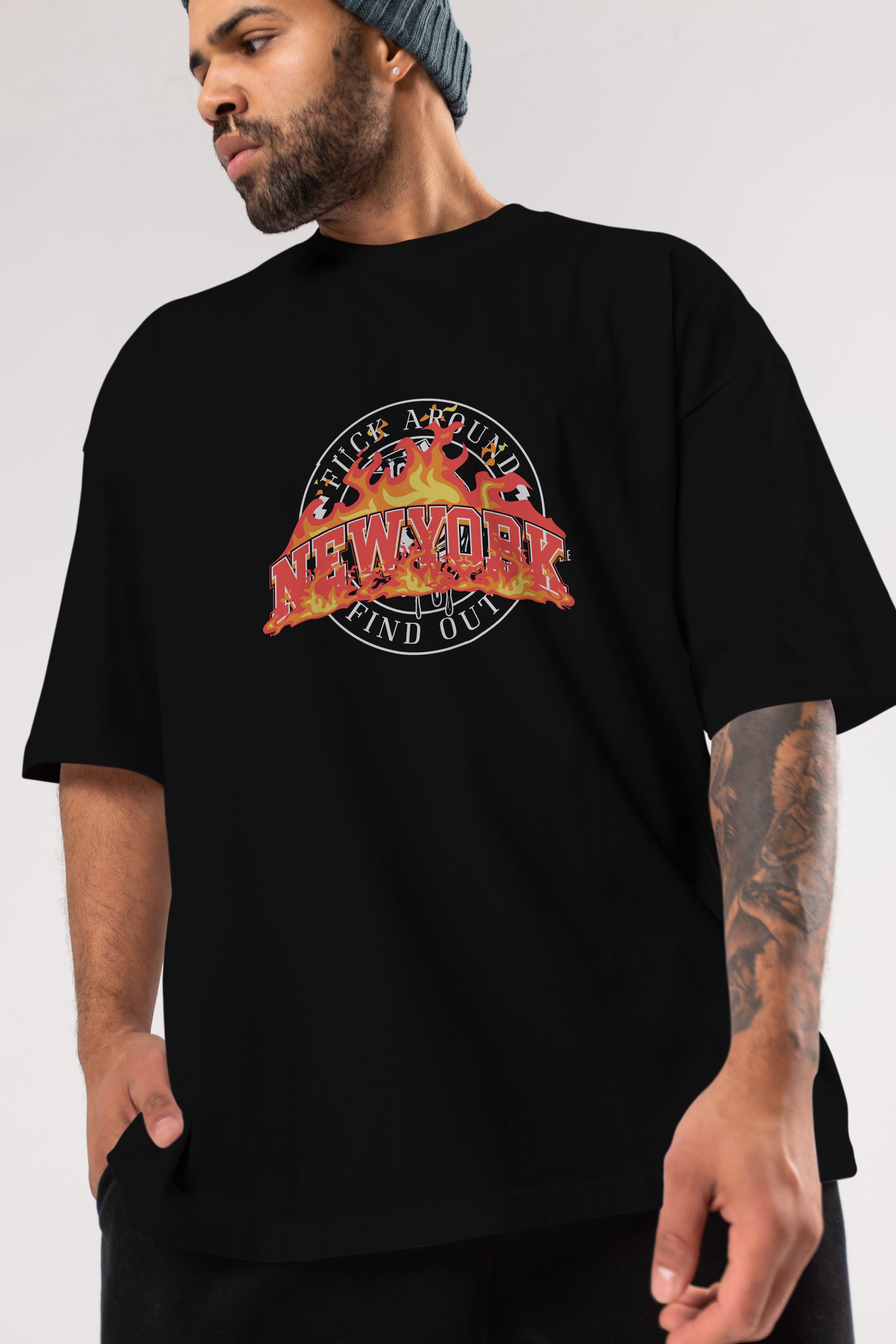 Newyork Style Ön Baskılı Oversize t-shirt Erkek Kadın Unisex