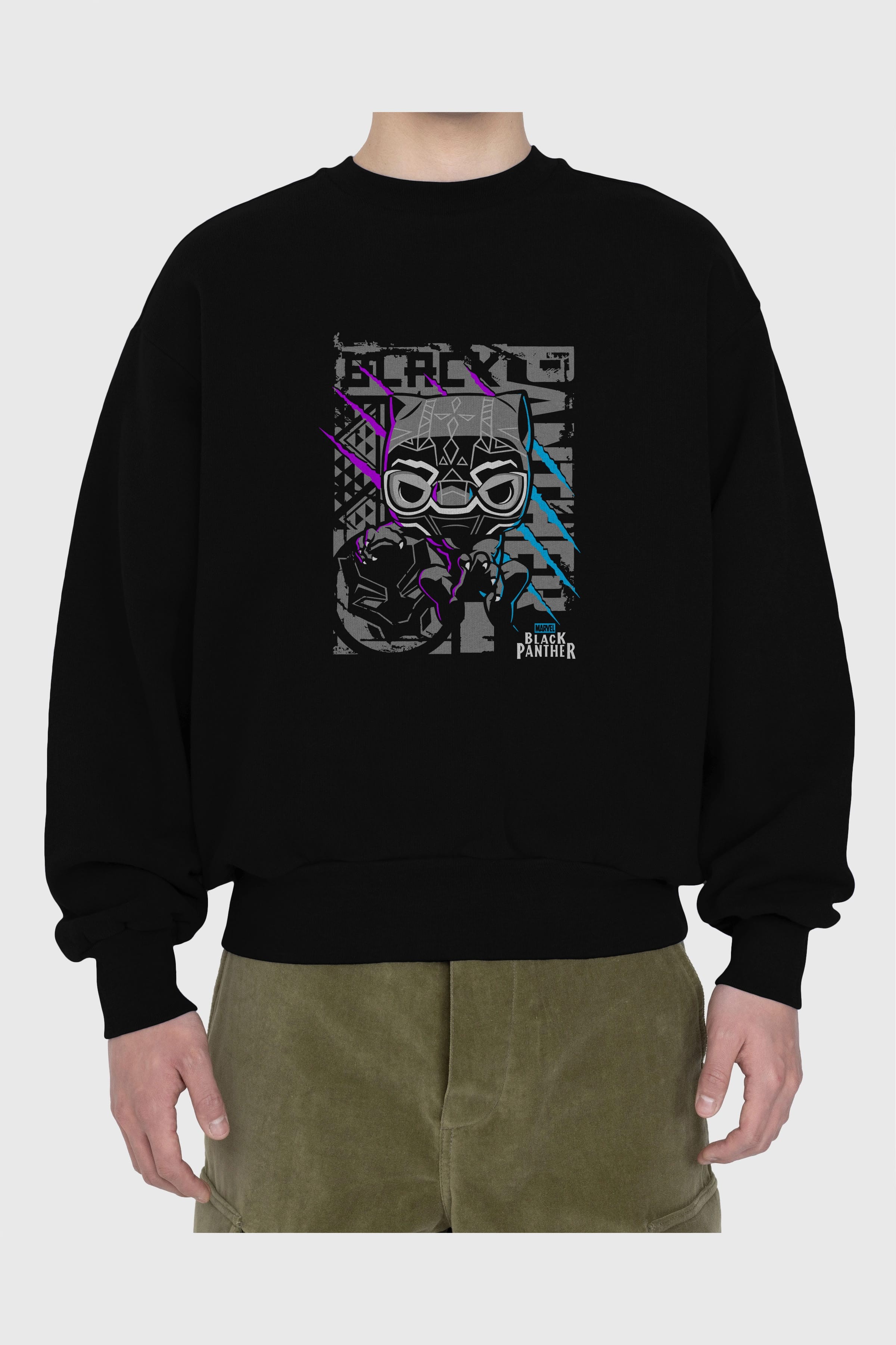 Black Panther Ön Baskılı Oversize Sweatshirt Erkek Kadın Unisex