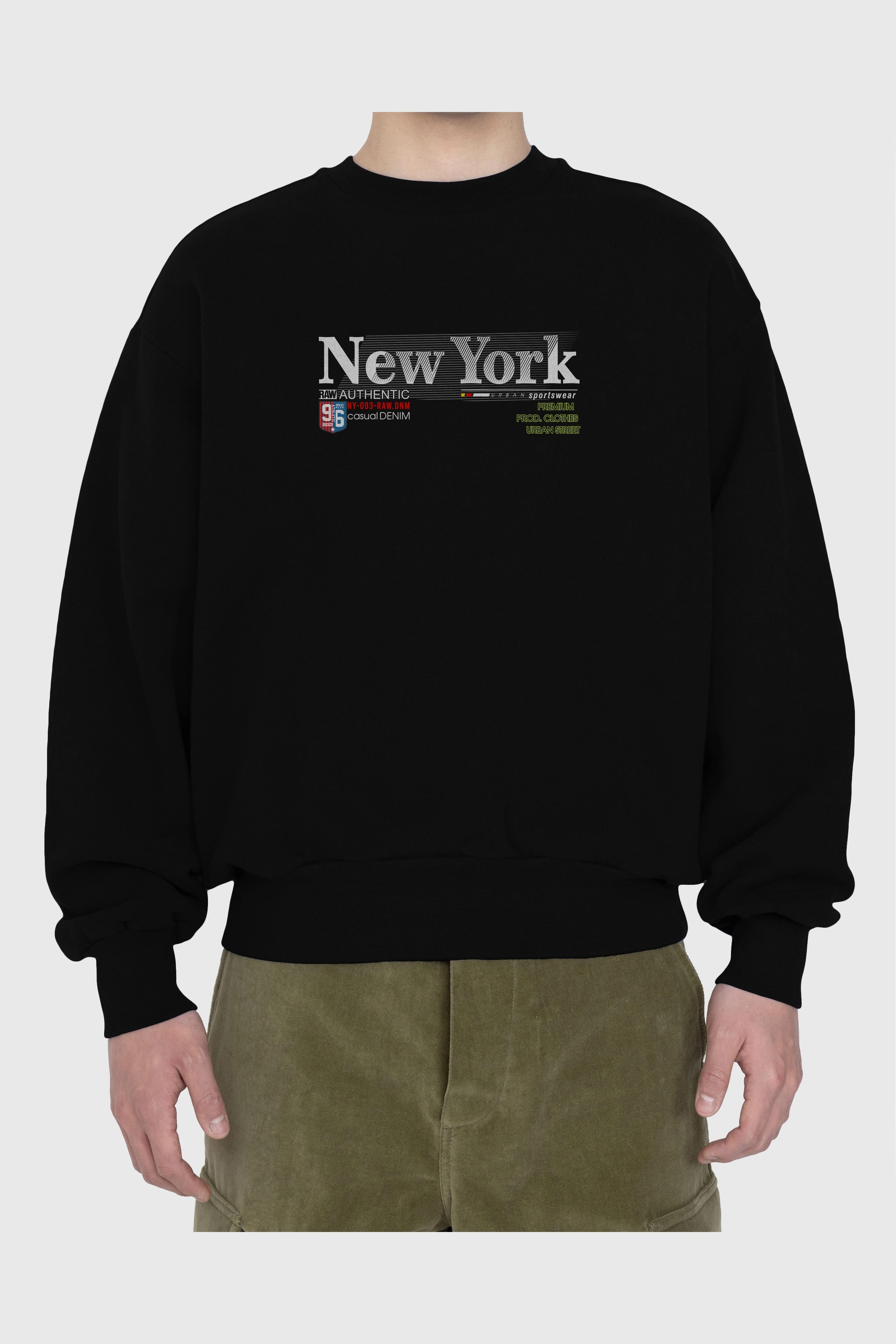 New York 96 Ön Baskılı Oversize Sweatshirt Erkek Kadın Unisex